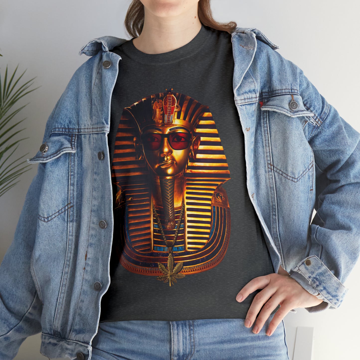 SNEER King Tut's Cannabis Gold Chain & Red Sunglasses - Unisex Tee