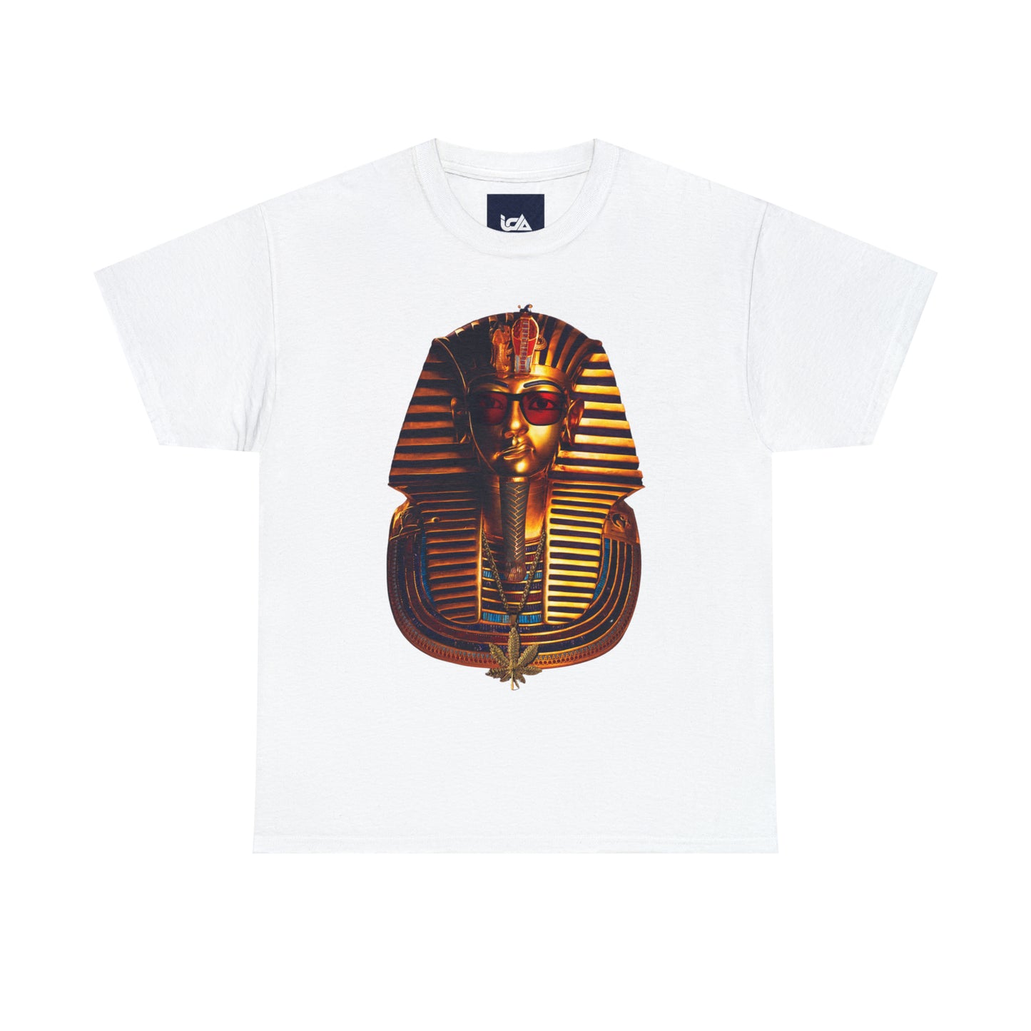 SNEER King Tut's Cannabis Gold Chain & Red Sunglasses - Unisex Tee