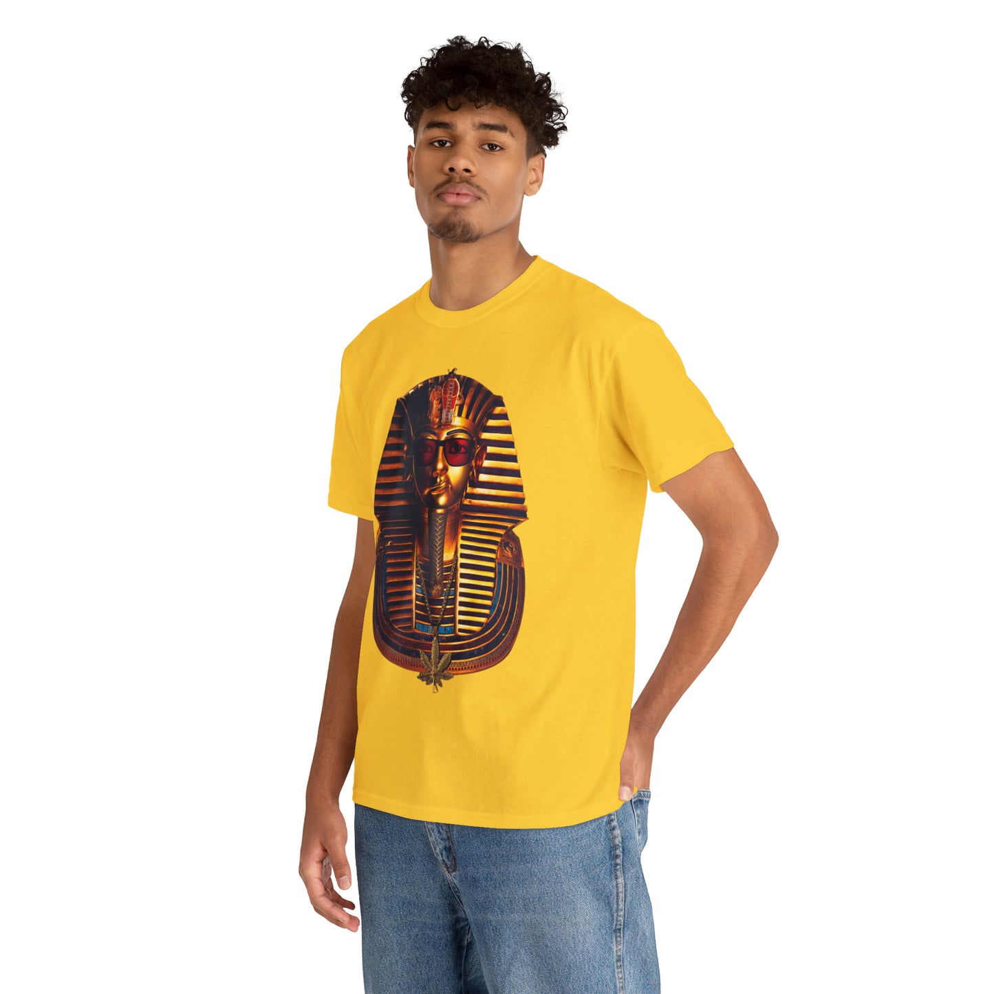 SNEER King Tut's Cannabis Gold Chain & Red Sunglasses - Unisex Tee