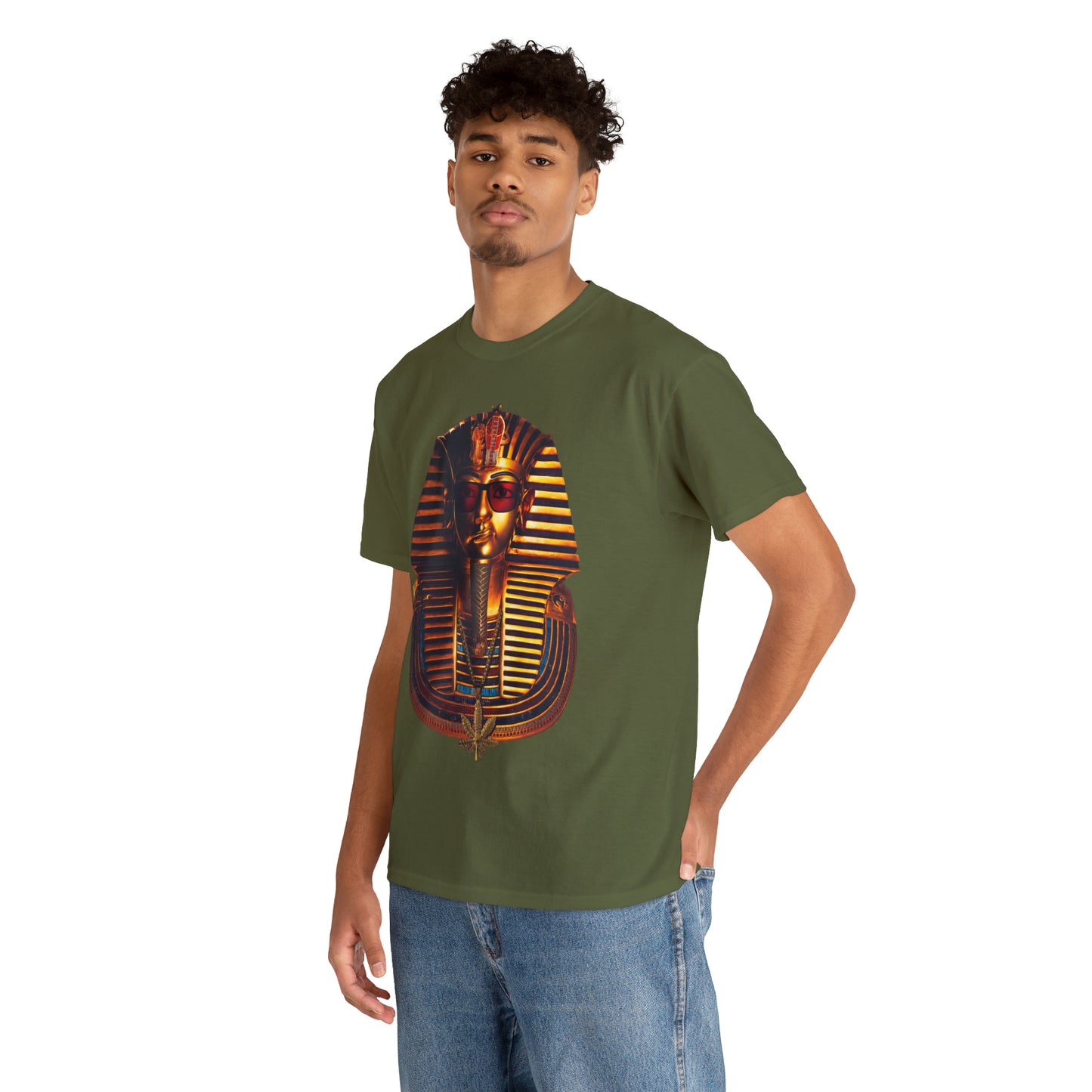 SNEER King Tut's Cannabis Gold Chain & Red Sunglasses - Unisex Tee