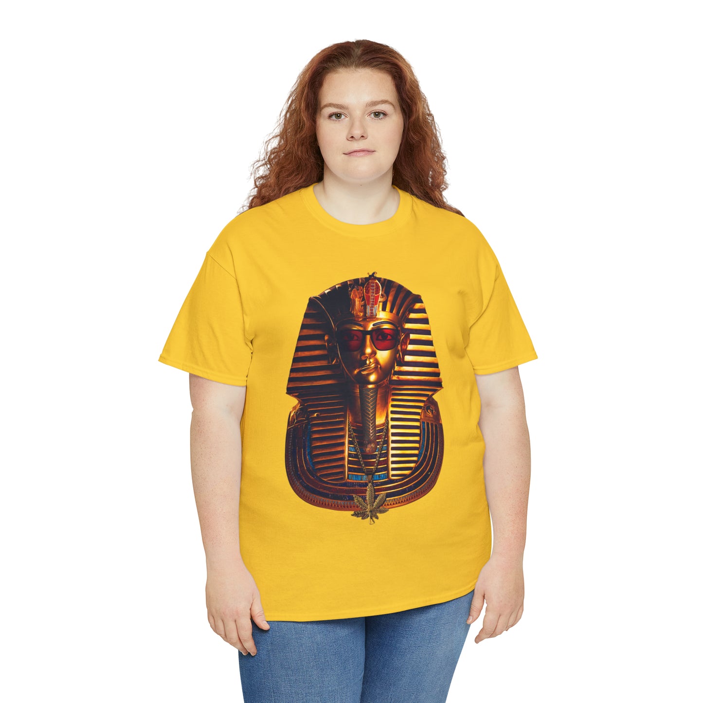 SNEER King Tut's Cannabis Gold Chain & Red Sunglasses - Unisex Tee