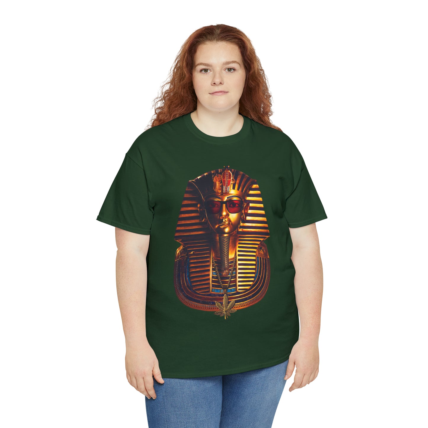 SNEER King Tut's Cannabis Gold Chain & Red Sunglasses - Unisex Tee