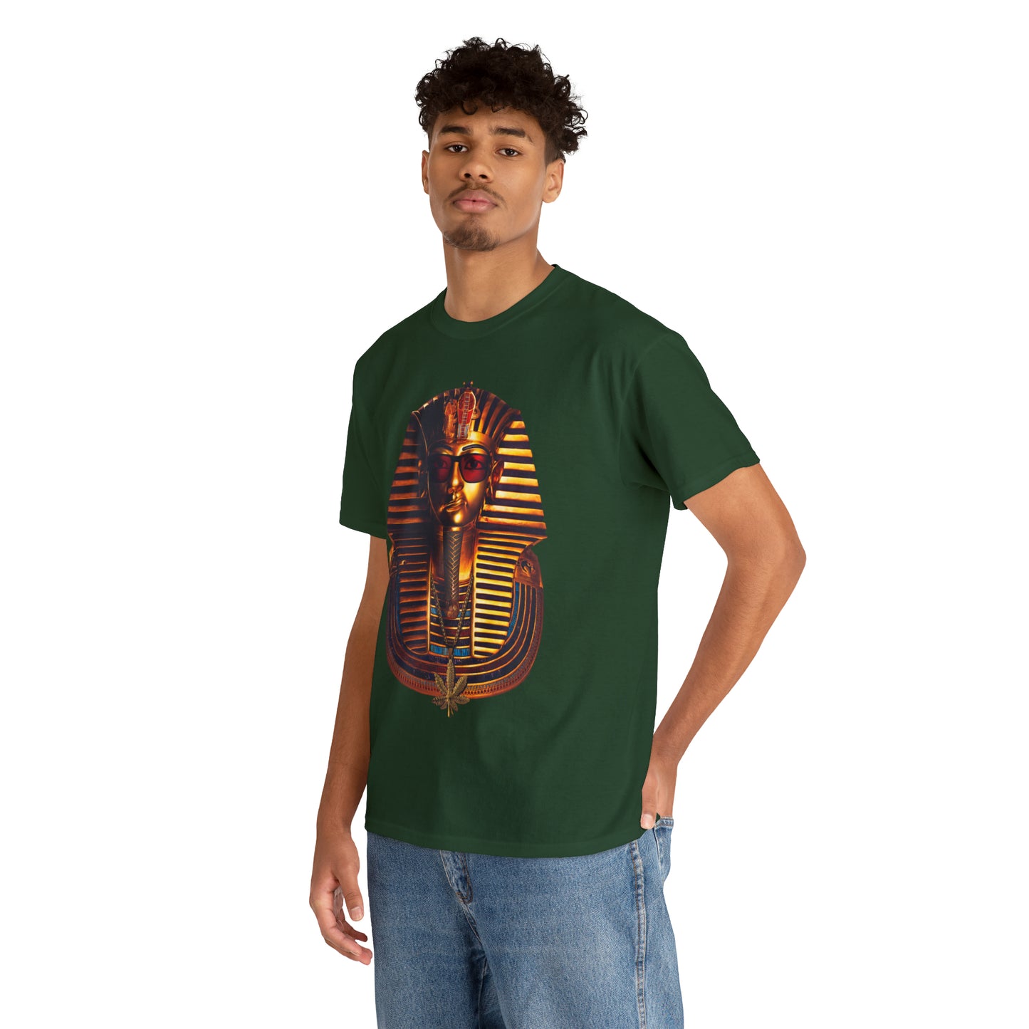 SNEER King Tut's Cannabis Gold Chain & Red Sunglasses - Unisex Tee