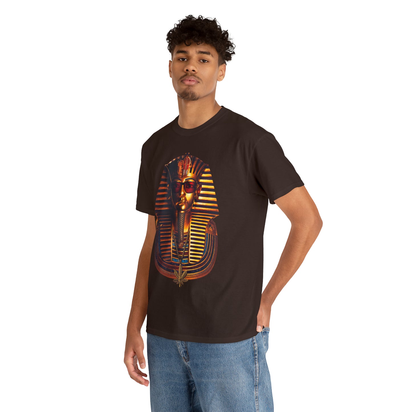 SNEER King Tut's Cannabis Gold Chain & Red Sunglasses - Unisex Tee