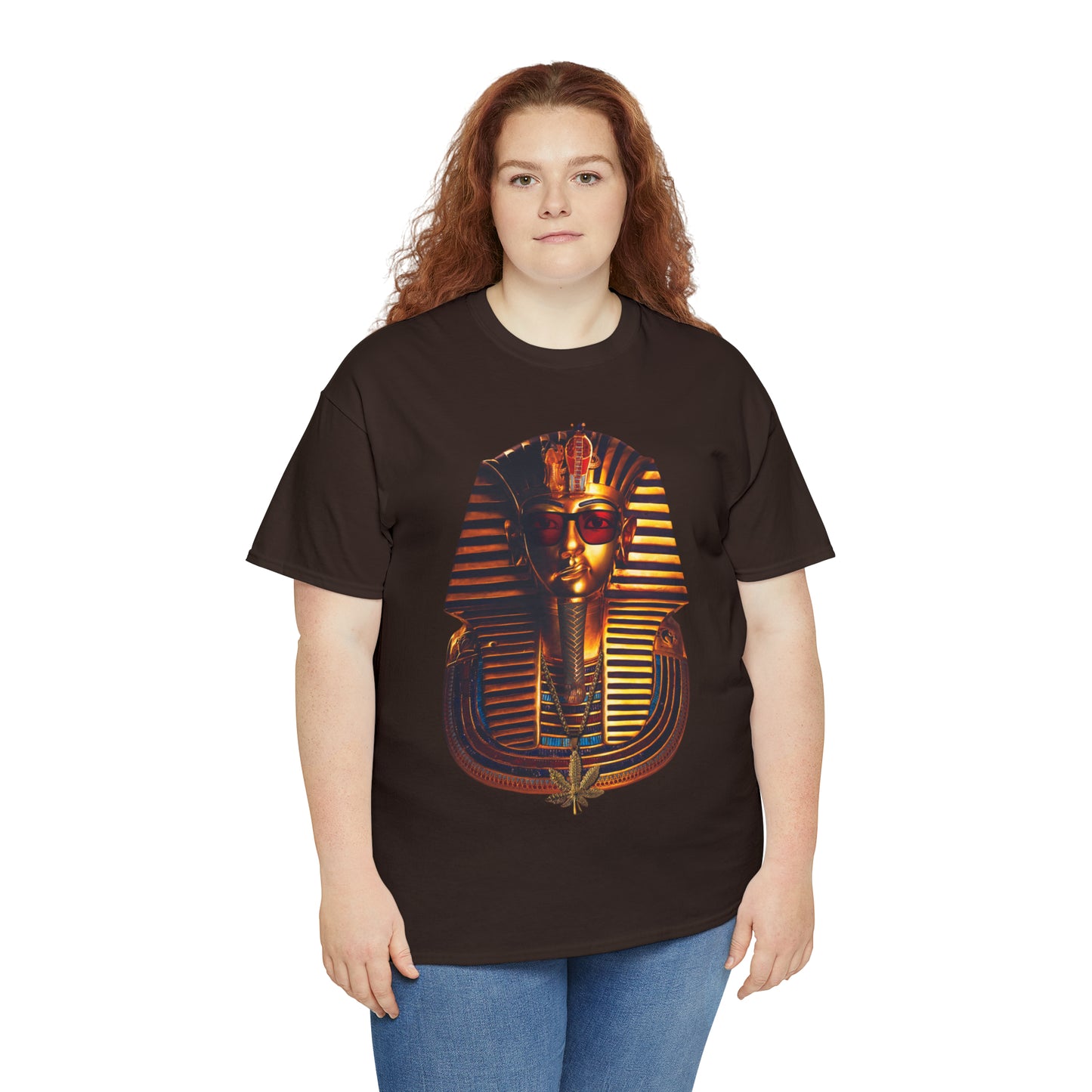 SNEER King Tut's Cannabis Gold Chain & Red Sunglasses - Unisex Tee