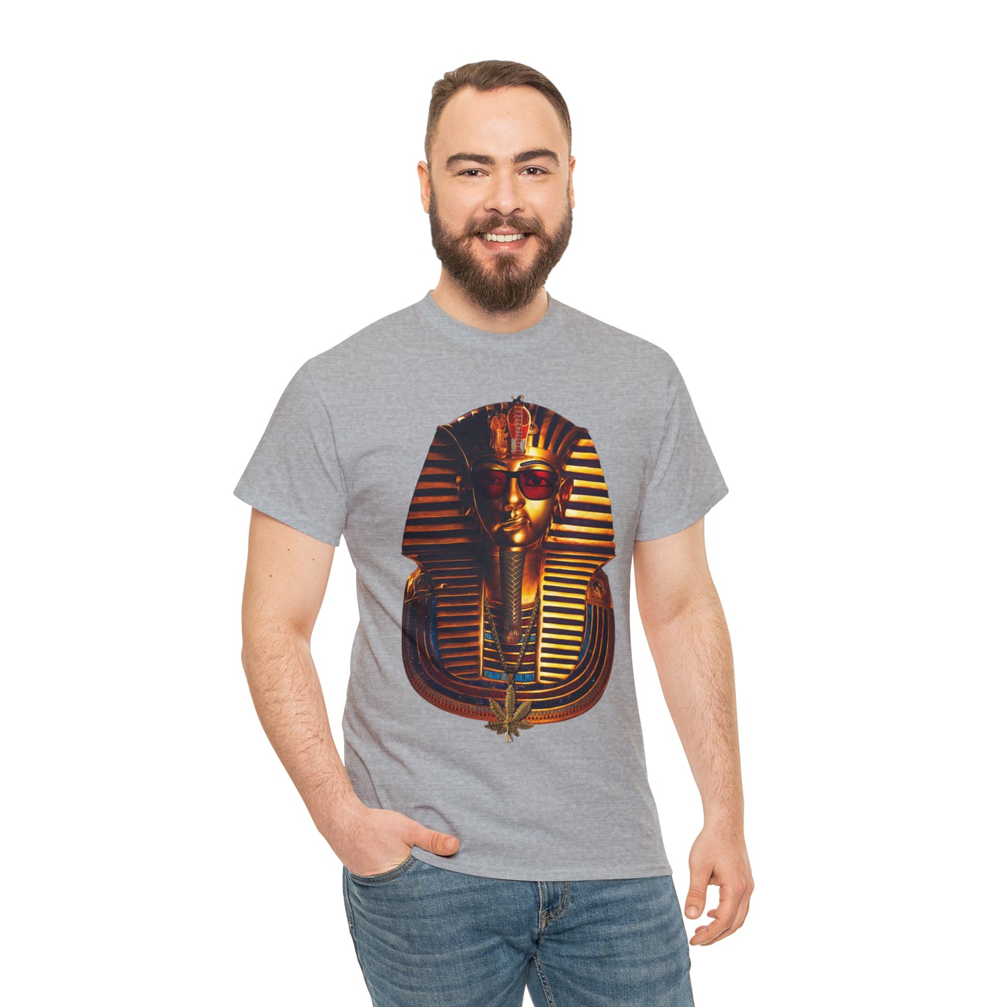 SNEER King Tut's Cannabis Gold Chain & Red Sunglasses - Unisex Tee