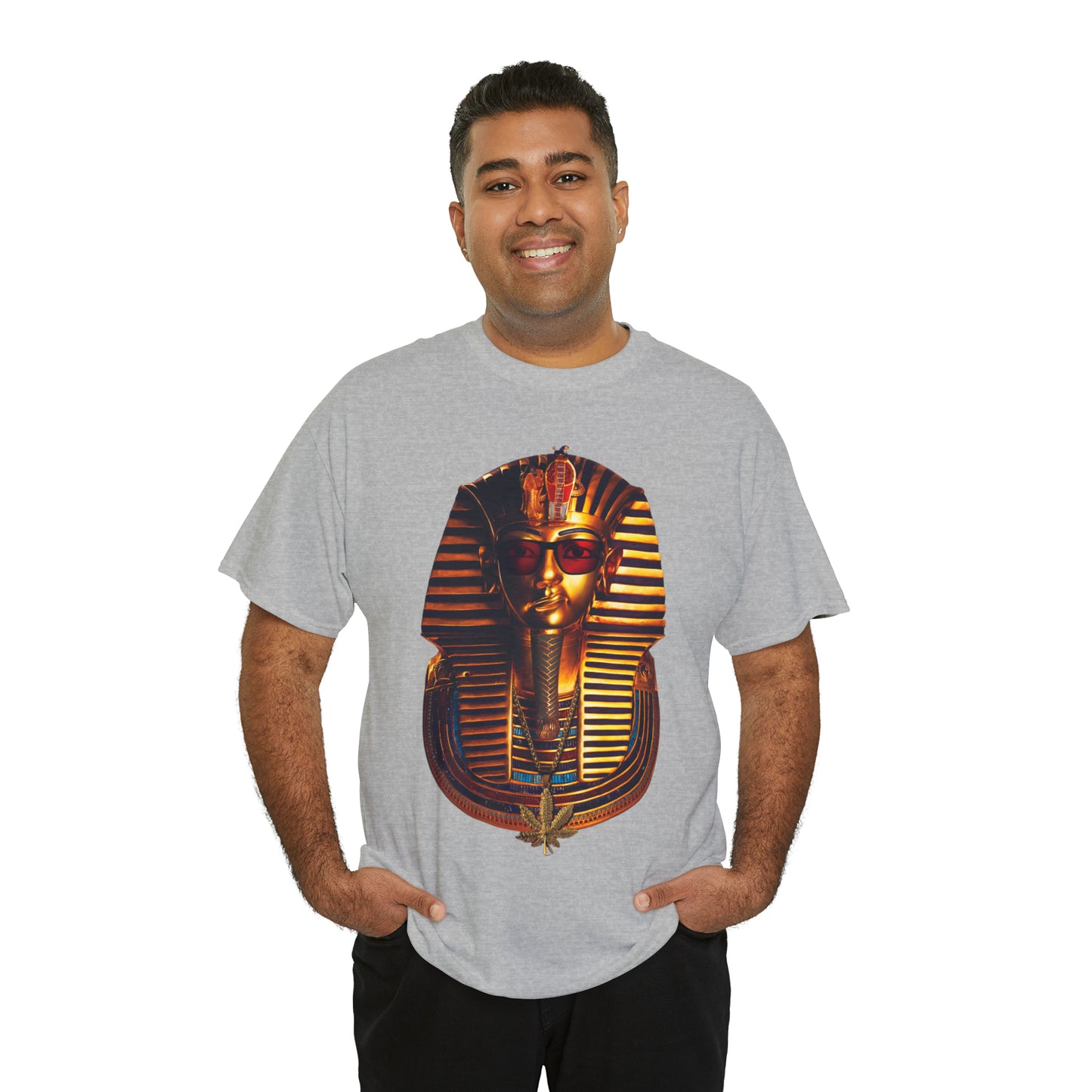 SNEER King Tut's Cannabis Gold Chain & Red Sunglasses - Unisex Tee