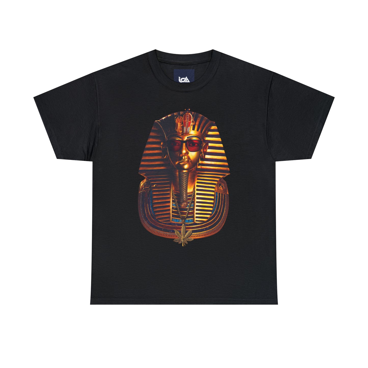 SNEER King Tut's Cannabis Gold Chain & Red Sunglasses - Unisex Tee