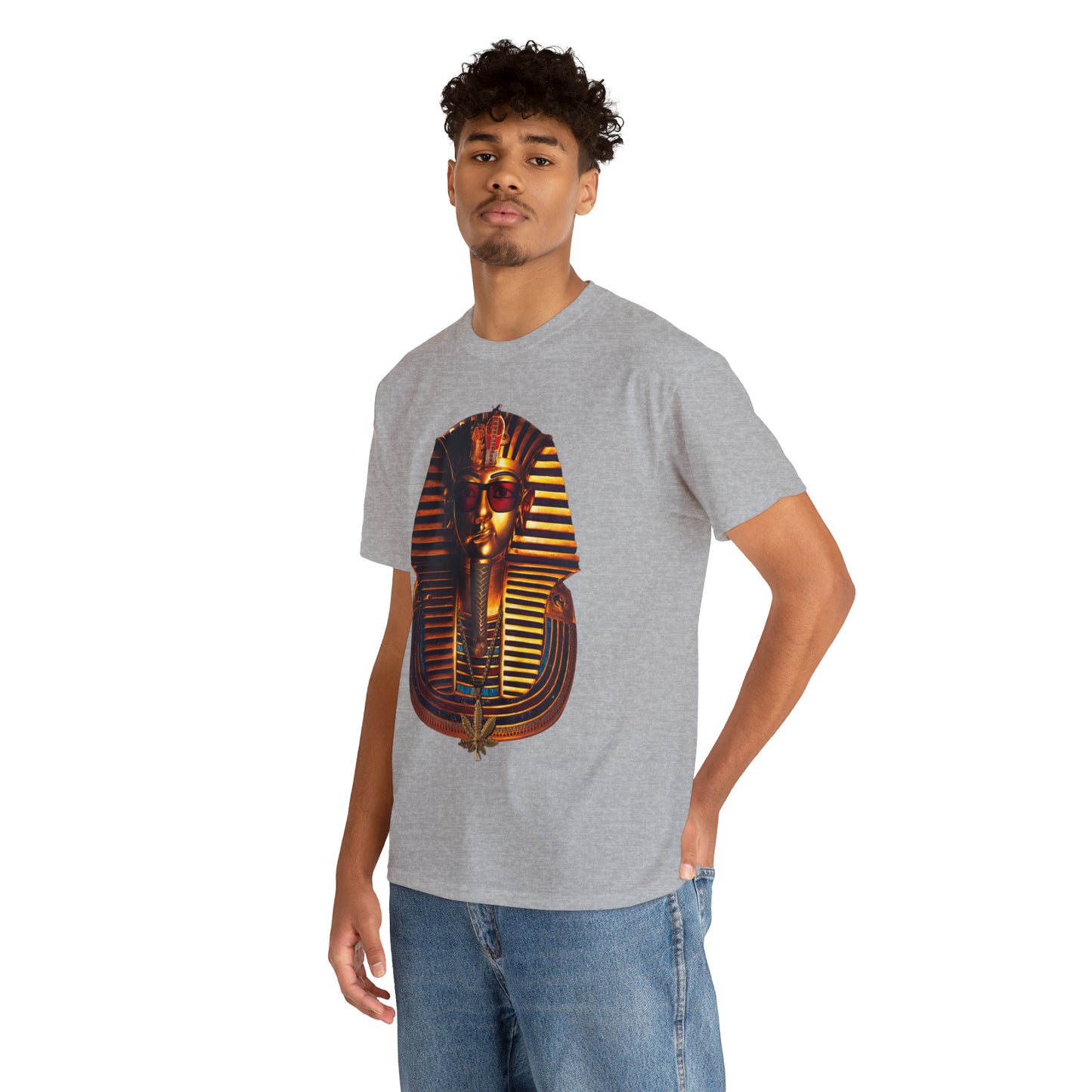 SNEER King Tut's Cannabis Gold Chain & Red Sunglasses - Unisex Tee