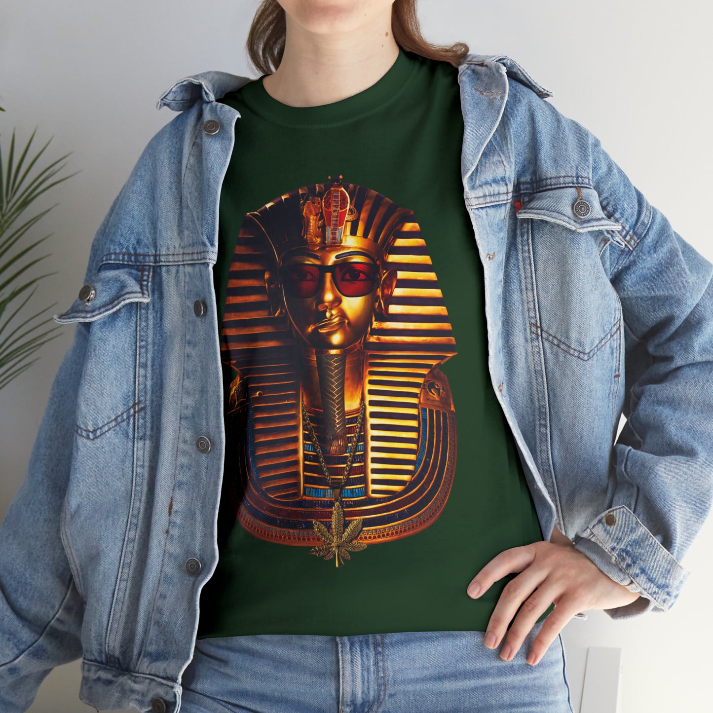 SNEER King Tut's Cannabis Gold Chain & Red Sunglasses - Unisex Tee