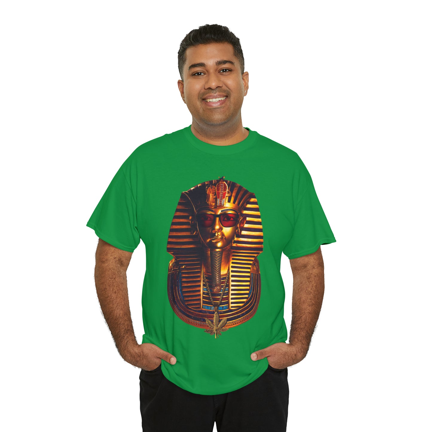 SNEER King Tut's Cannabis Gold Chain & Red Sunglasses - Unisex Tee