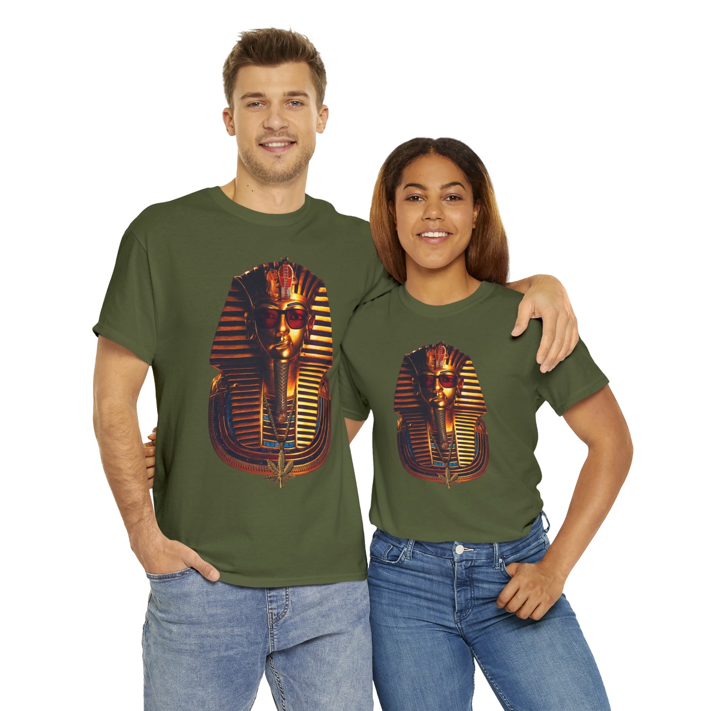 SNEER King Tut's Cannabis Gold Chain & Red Sunglasses - Unisex Tee