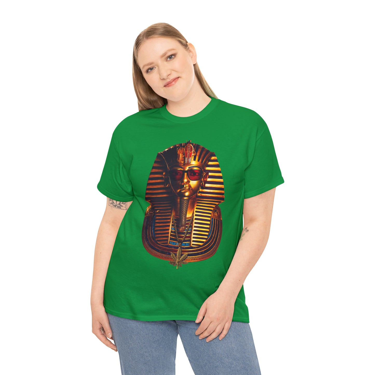 SNEER King Tut's Cannabis Gold Chain & Red Sunglasses - Unisex Tee