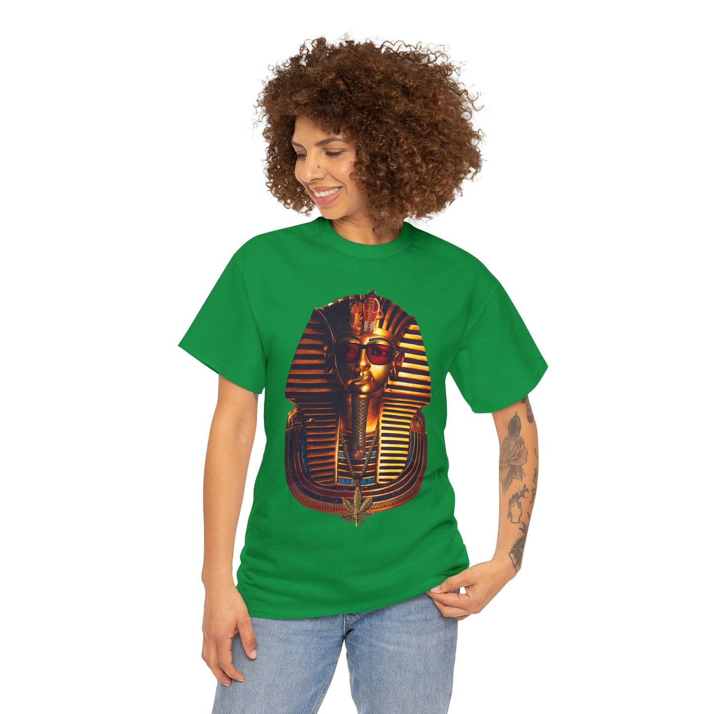 SNEER King Tut's Cannabis Gold Chain & Red Sunglasses - Unisex Tee