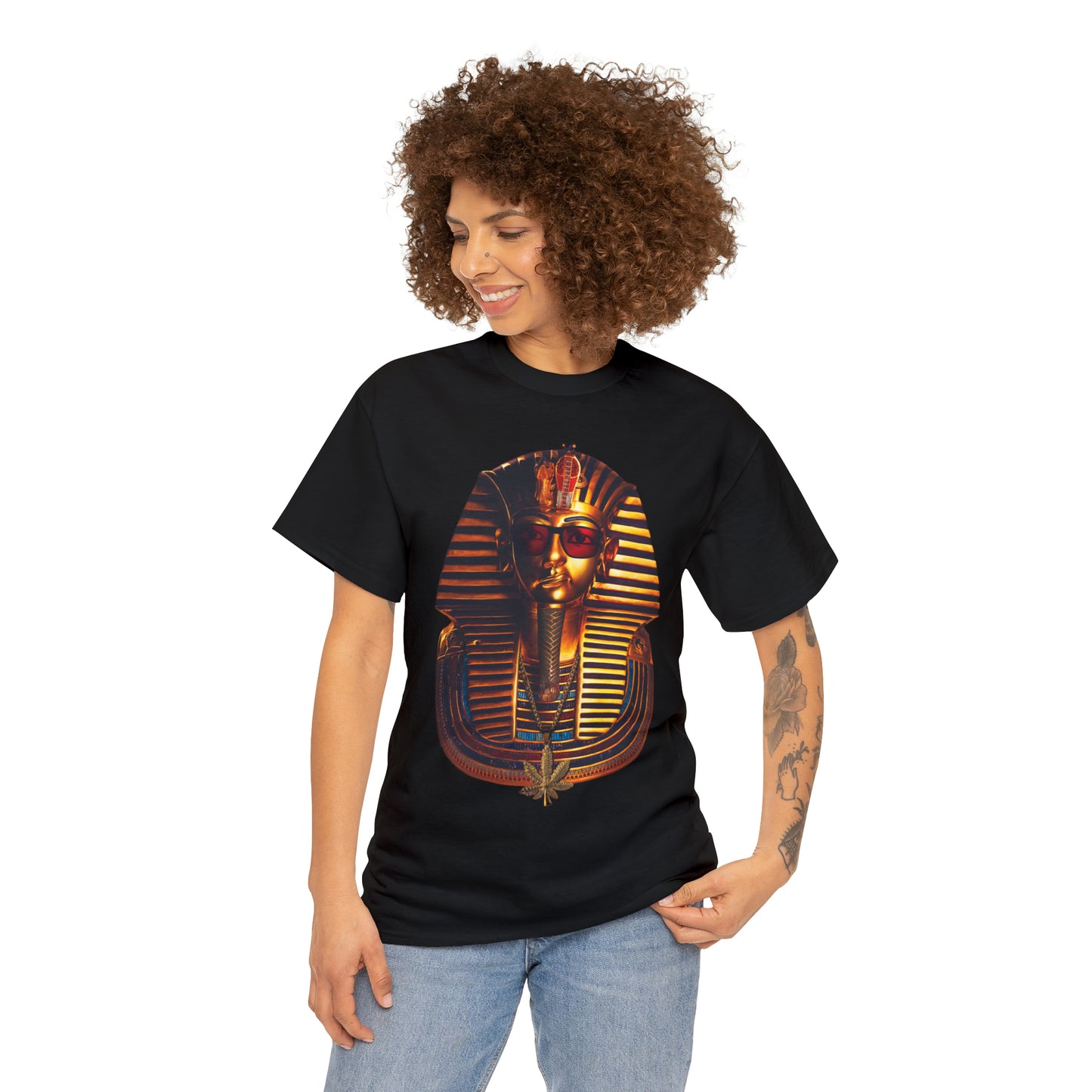 SNEER King Tut's Cannabis Gold Chain & Red Sunglasses - Unisex Tee