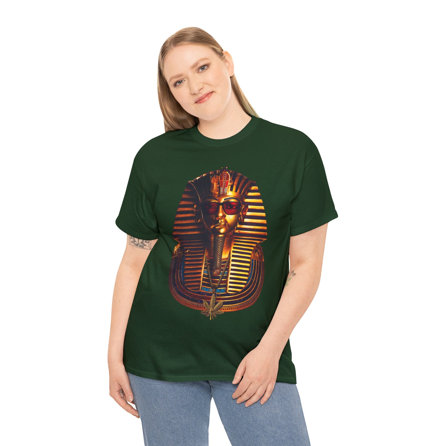 SNEER King Tut's Cannabis Gold Chain & Red Sunglasses - Unisex Tee