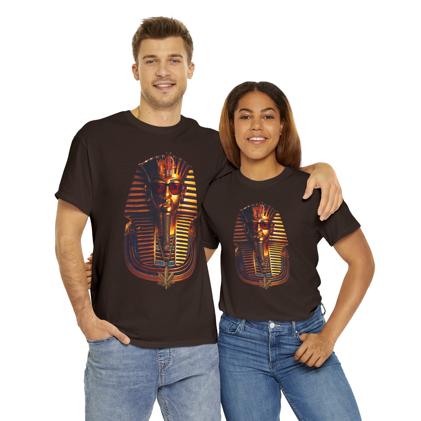 SNEER King Tut's Cannabis Gold Chain & Red Sunglasses - Unisex Tee