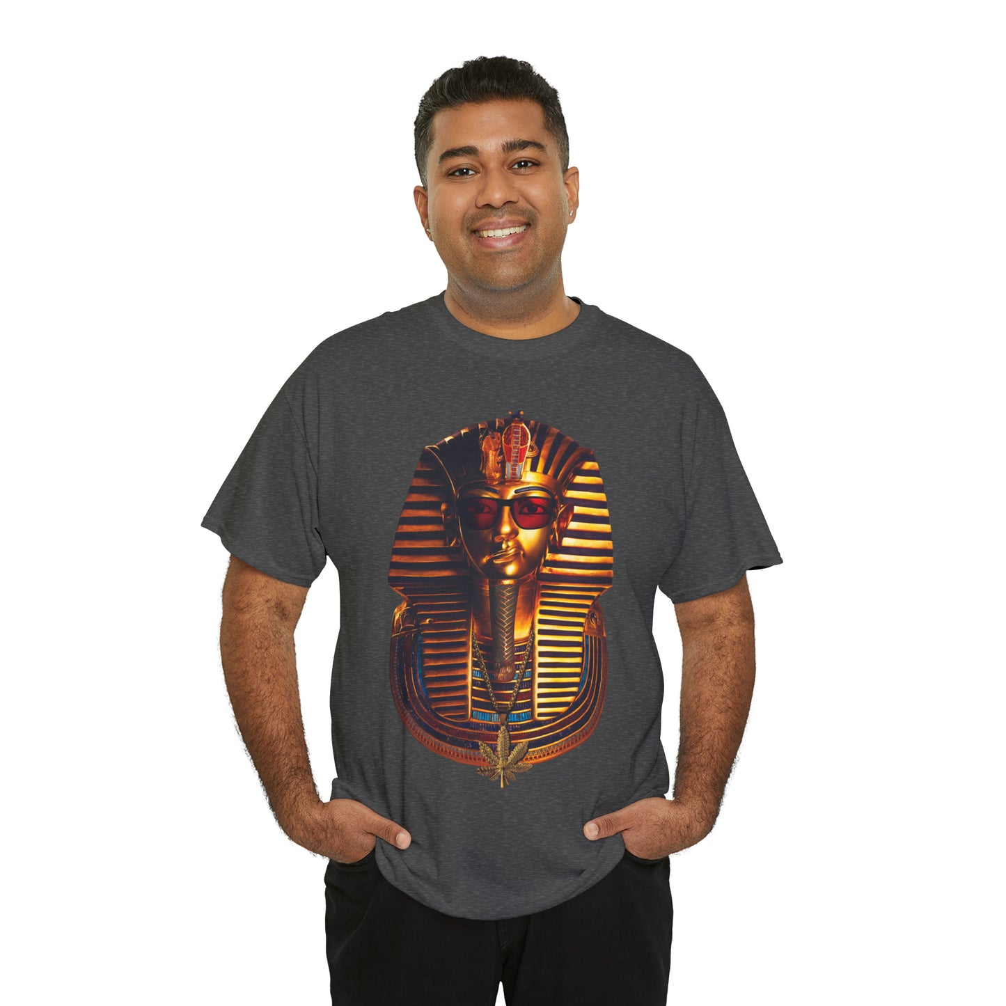SNEER King Tut's Cannabis Gold Chain & Red Sunglasses - Unisex Tee