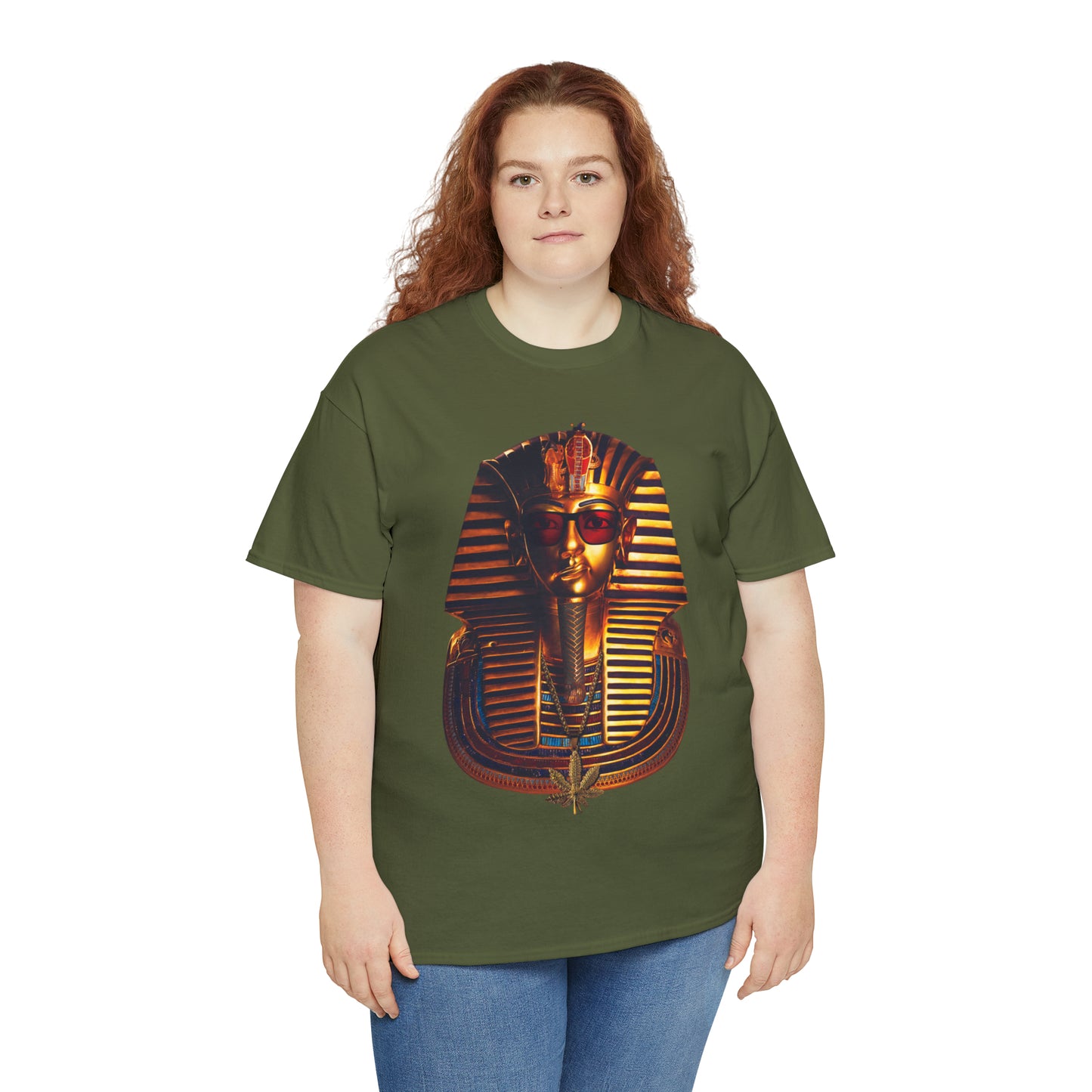 SNEER King Tut's Cannabis Gold Chain & Red Sunglasses - Unisex Tee