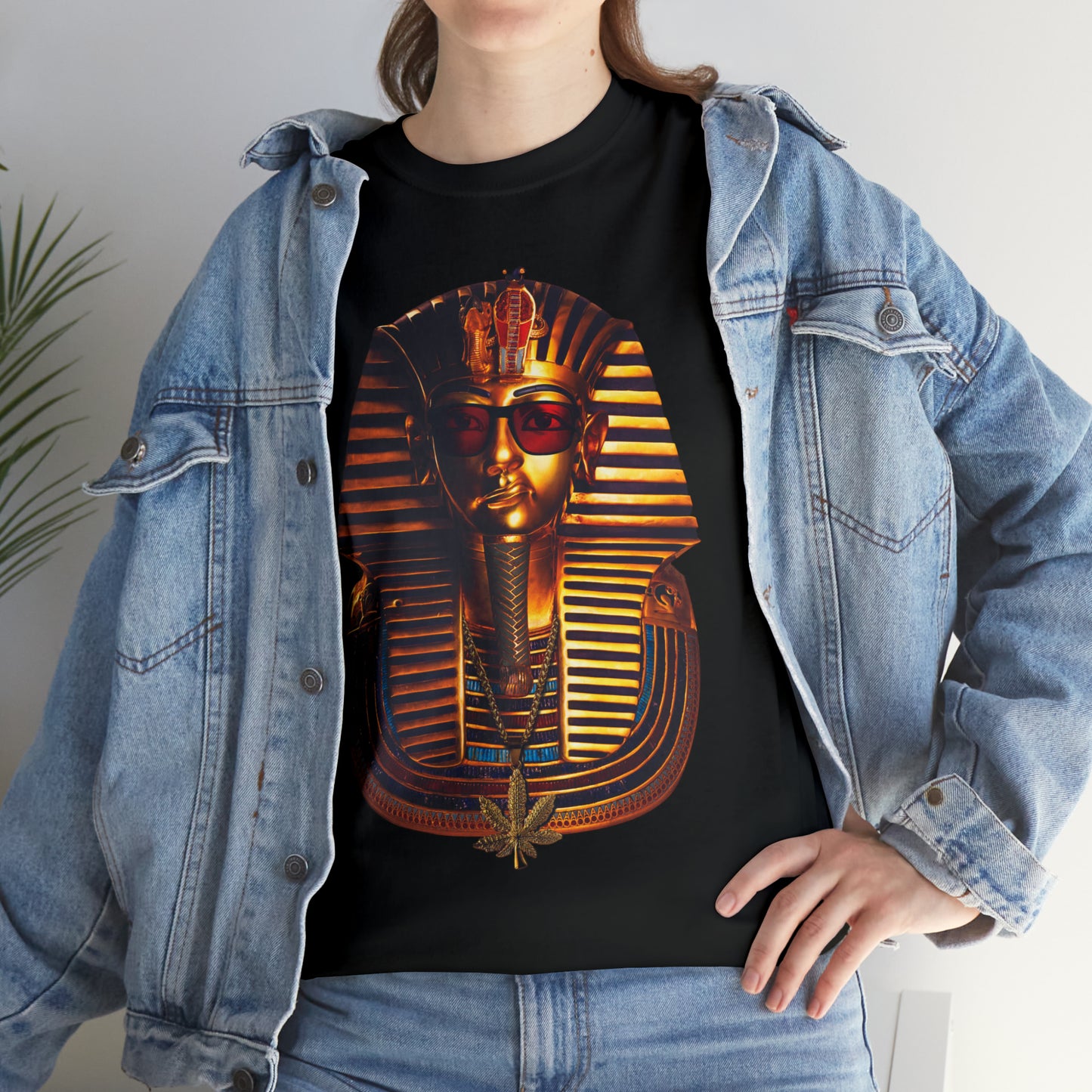 SNEER King Tut's Cannabis Gold Chain & Red Sunglasses - Unisex Tee