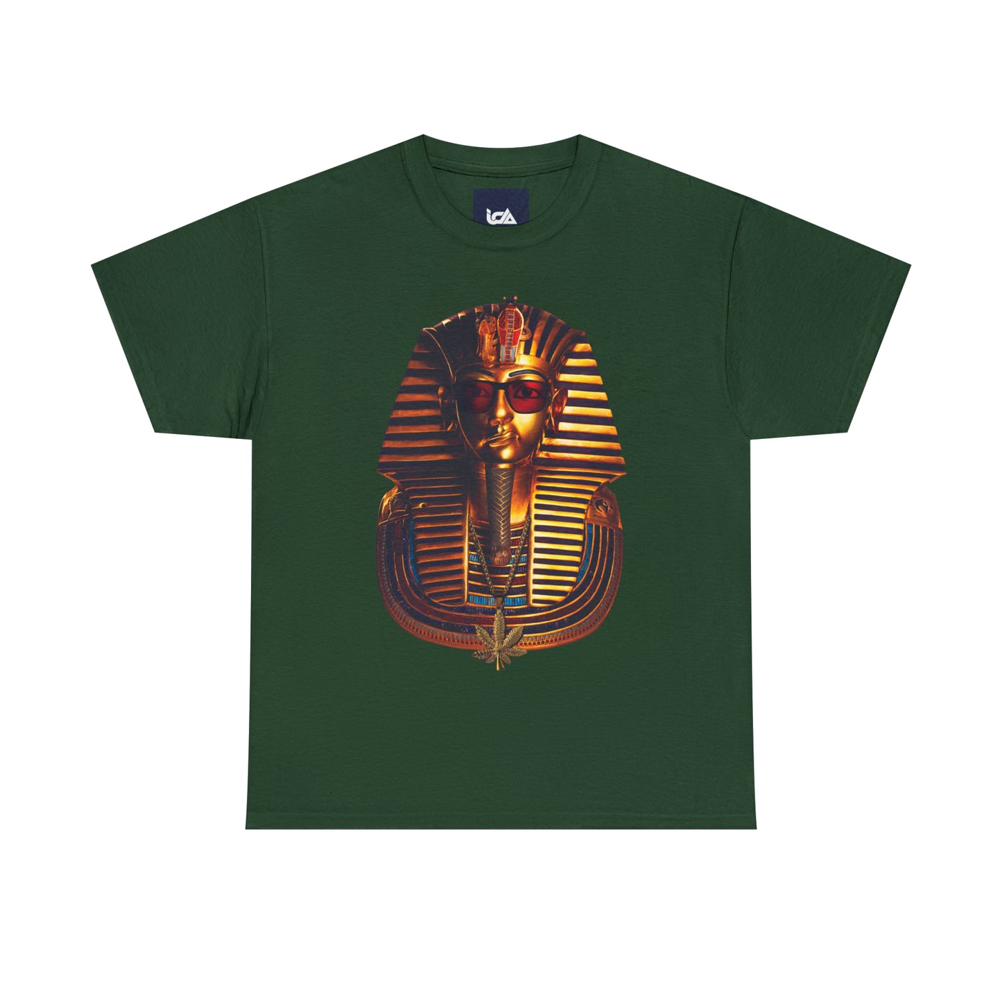 SNEER King Tut's Cannabis Gold Chain & Red Sunglasses - Unisex Tee