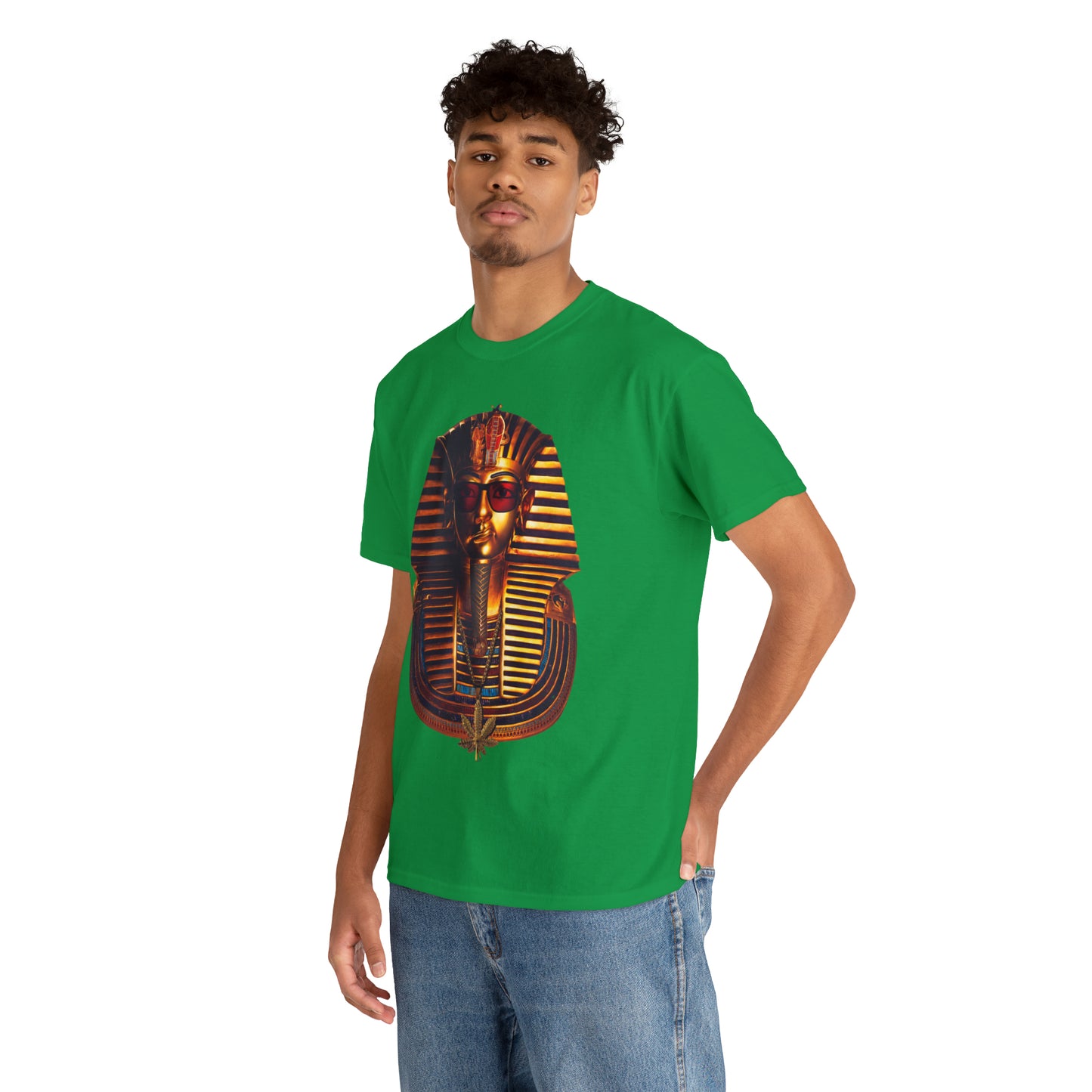 SNEER King Tut's Cannabis Gold Chain & Red Sunglasses - Unisex Tee