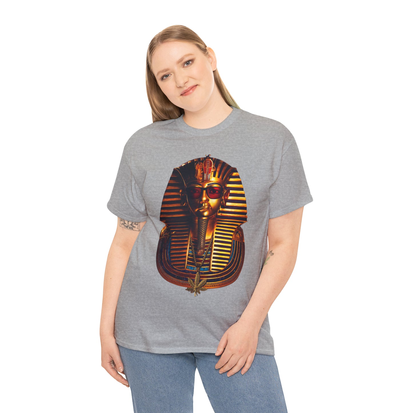 SNEER King Tut's Cannabis Gold Chain & Red Sunglasses - Unisex Tee