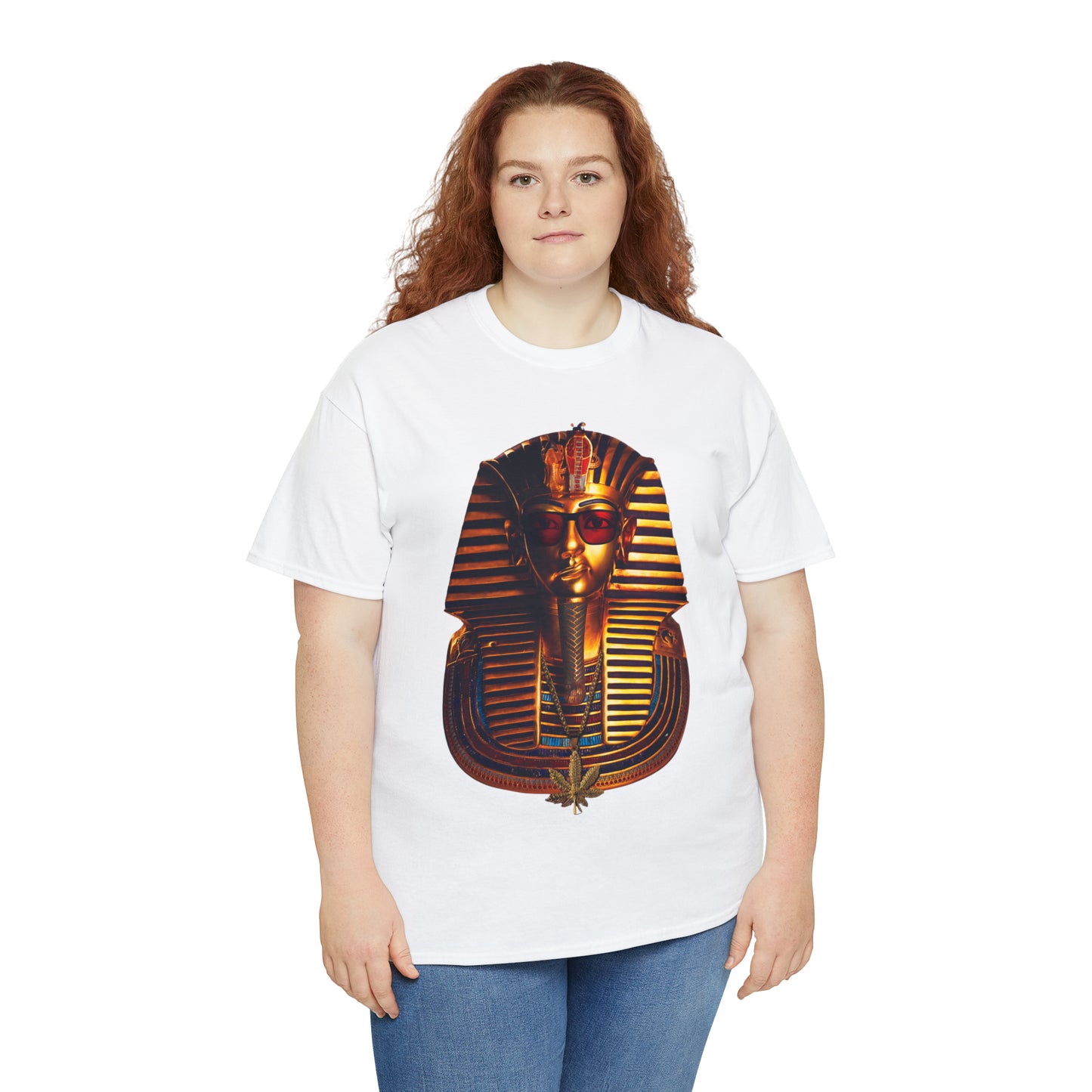 SNEER King Tut's Cannabis Gold Chain & Red Sunglasses - Unisex Tee