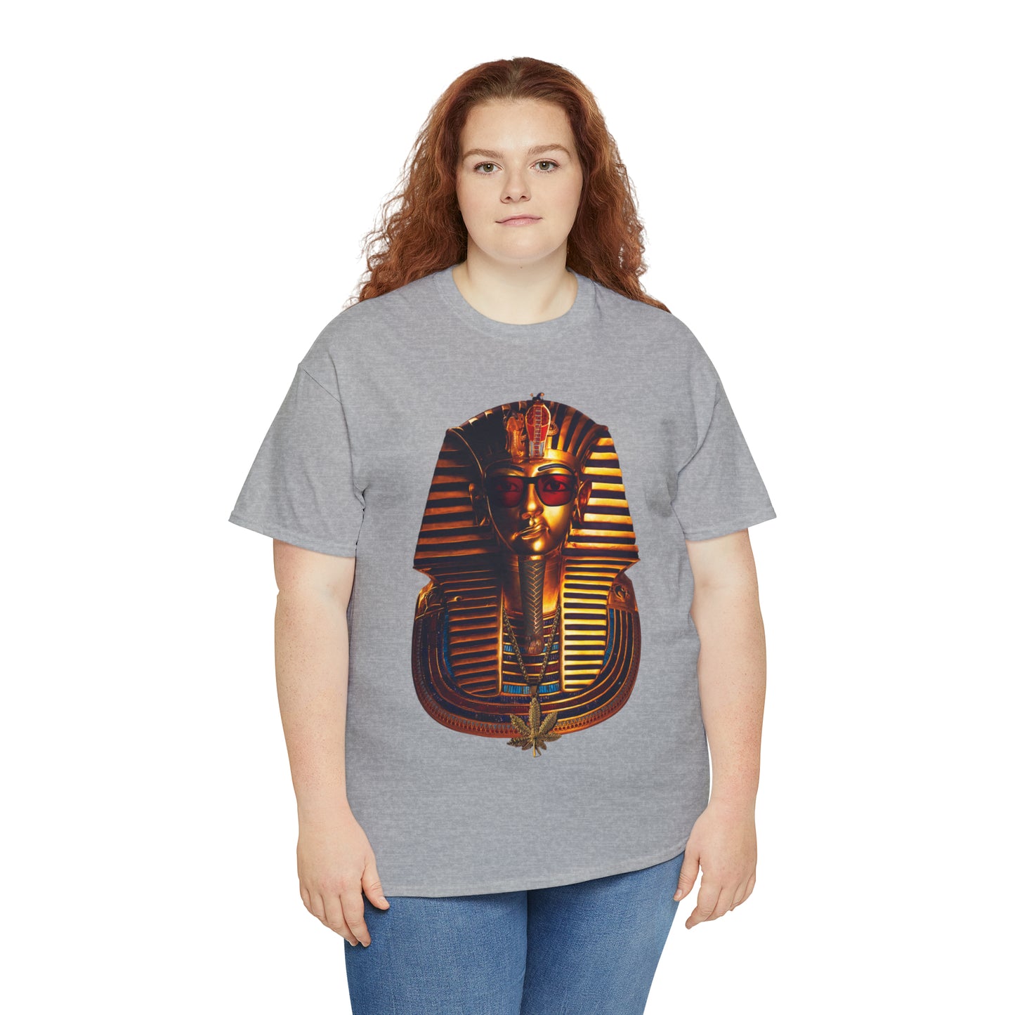 SNEER King Tut's Cannabis Gold Chain & Red Sunglasses - Unisex Tee