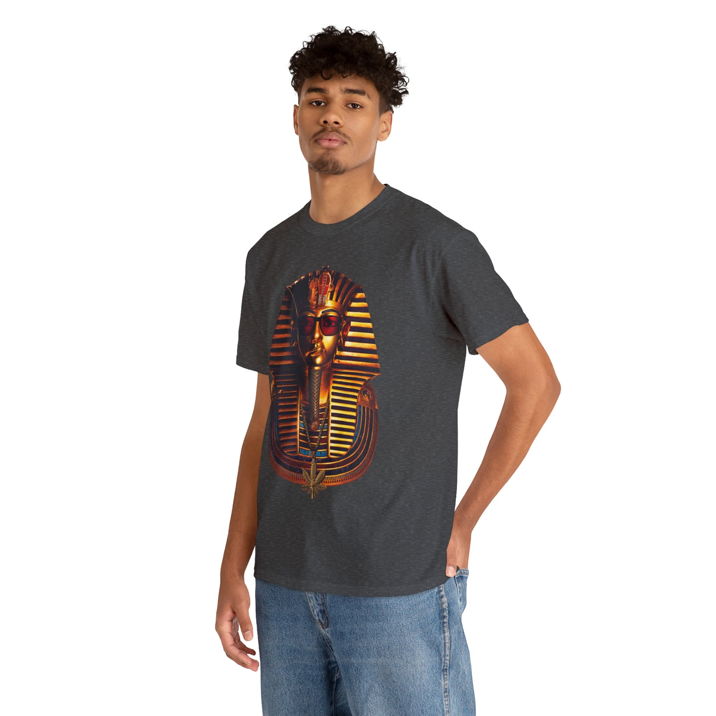 SNEER King Tut's Cannabis Gold Chain & Red Sunglasses - Unisex Tee