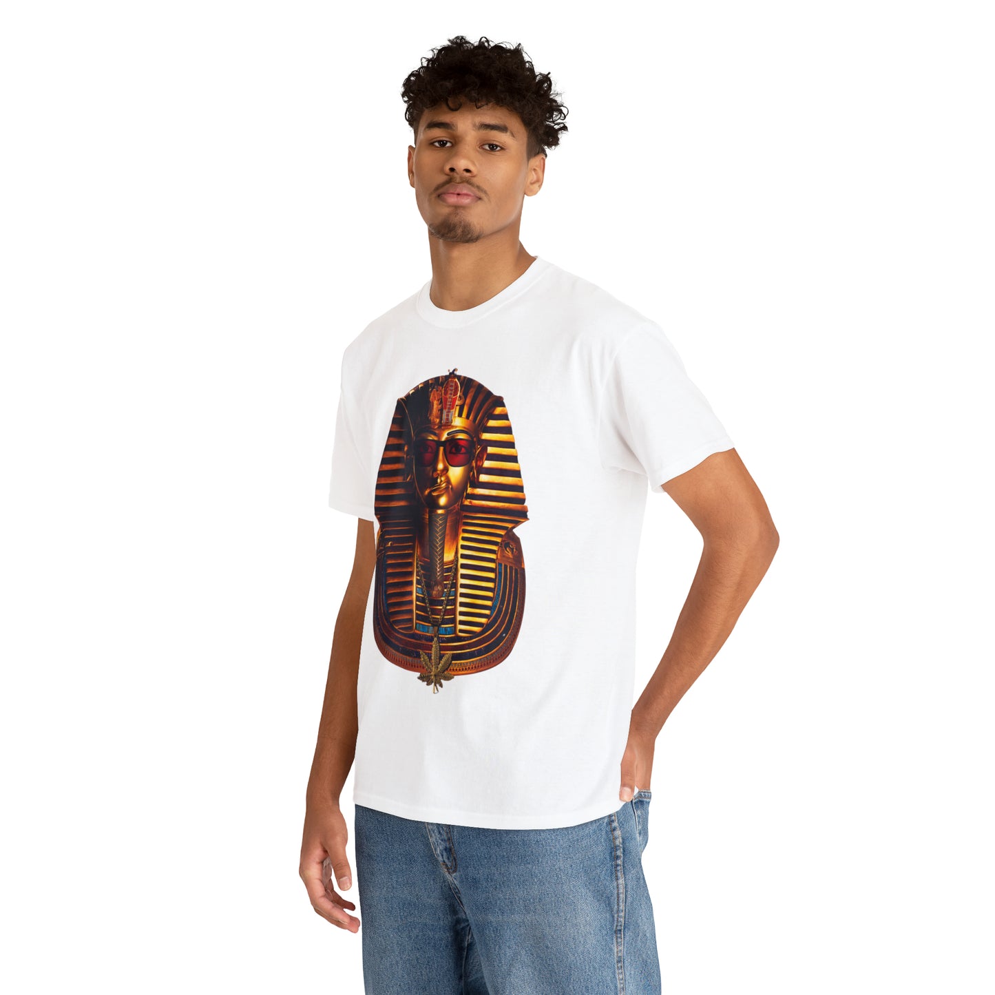 SNEER King Tut's Cannabis Gold Chain & Red Sunglasses - Unisex Tee