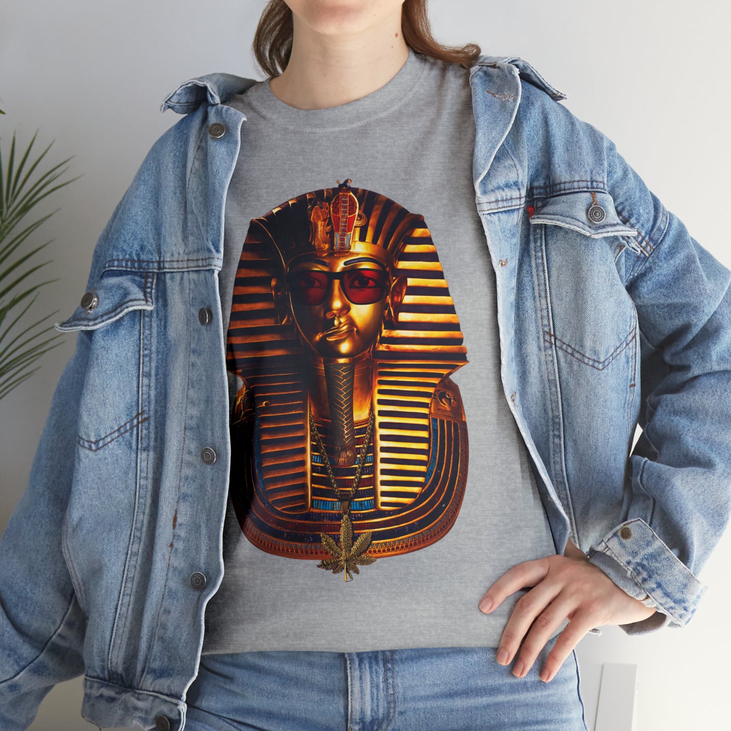 SNEER King Tut's Cannabis Gold Chain & Red Sunglasses - Unisex Tee