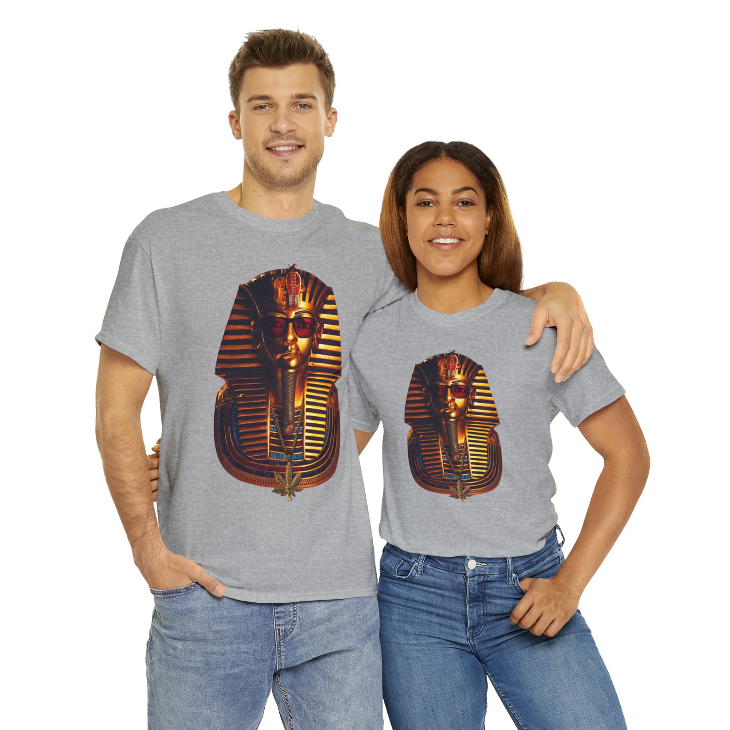 SNEER King Tut's Cannabis Gold Chain & Red Sunglasses - Unisex Tee