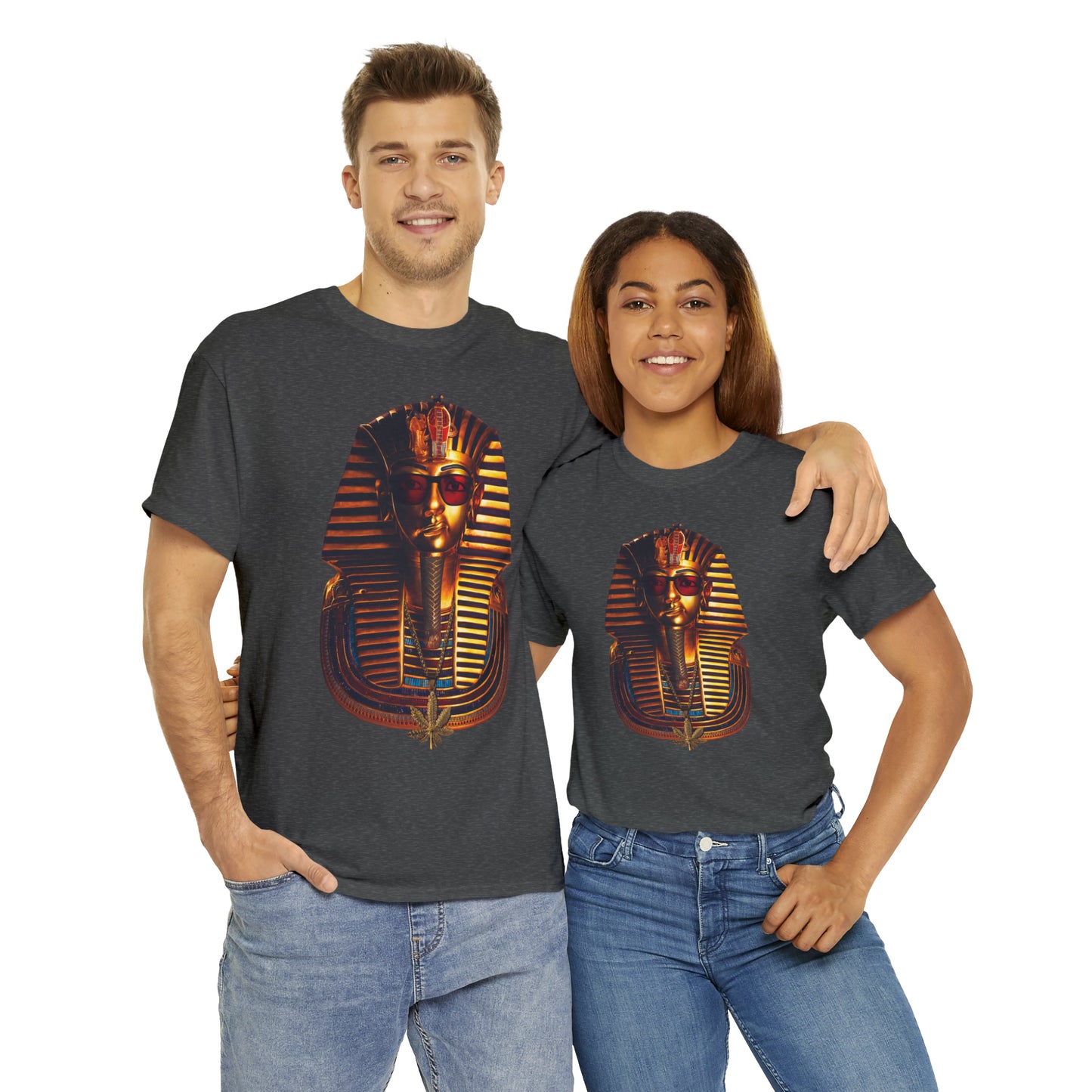 SNEER King Tut's Cannabis Gold Chain & Red Sunglasses - Unisex Tee