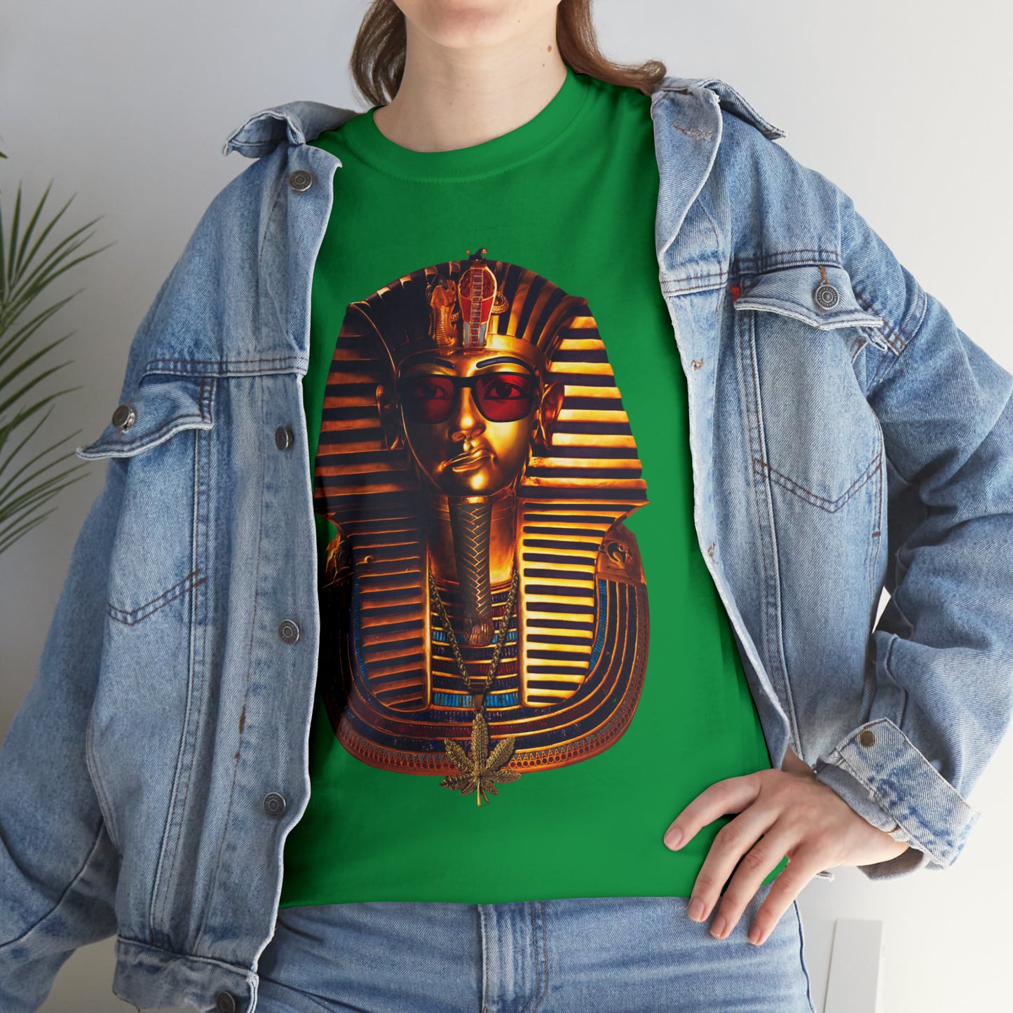 SNEER King Tut's Cannabis Gold Chain & Red Sunglasses - Unisex Tee