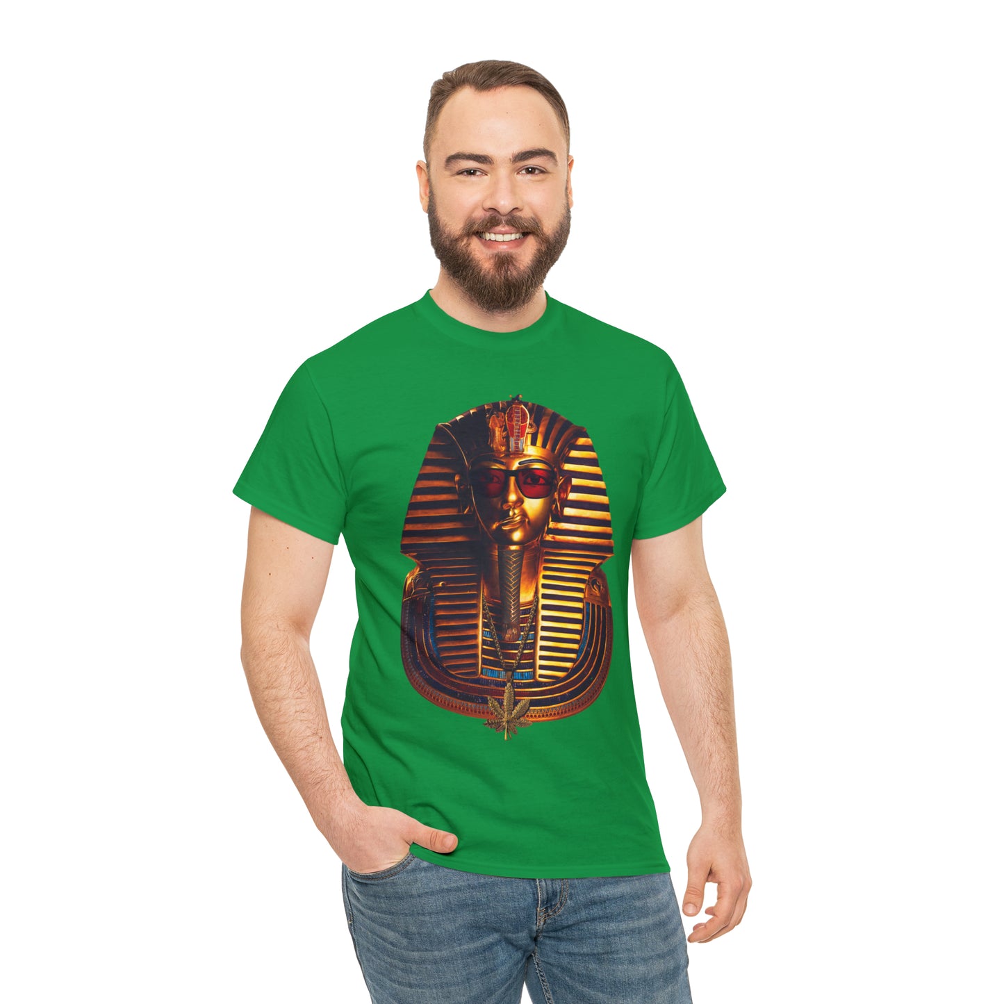 SNEER King Tut's Cannabis Gold Chain & Red Sunglasses - Unisex Tee