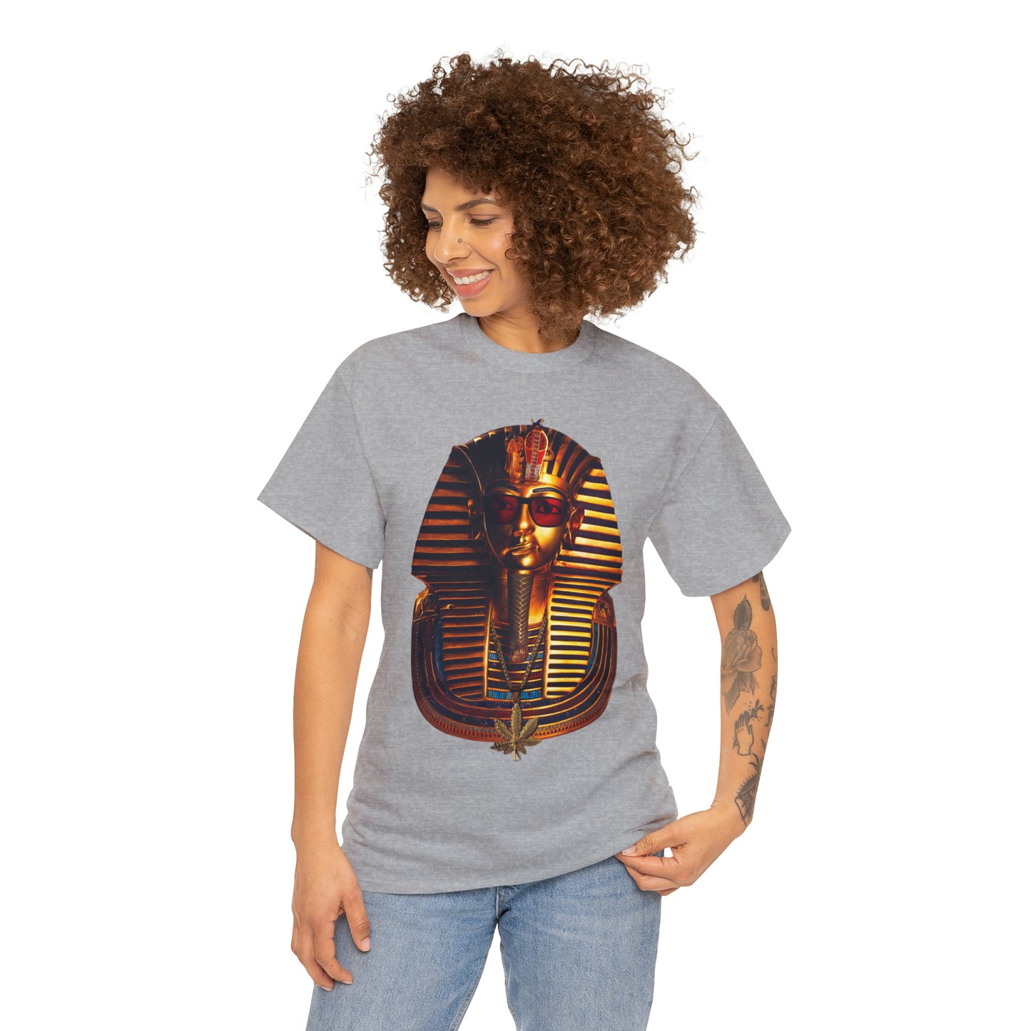 SNEER King Tut's Cannabis Gold Chain & Red Sunglasses - Unisex Tee