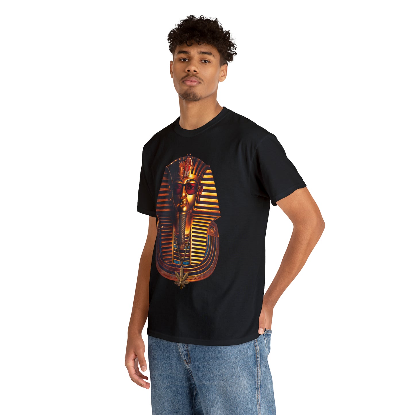 SNEER King Tut's Cannabis Gold Chain & Red Sunglasses - Unisex Tee