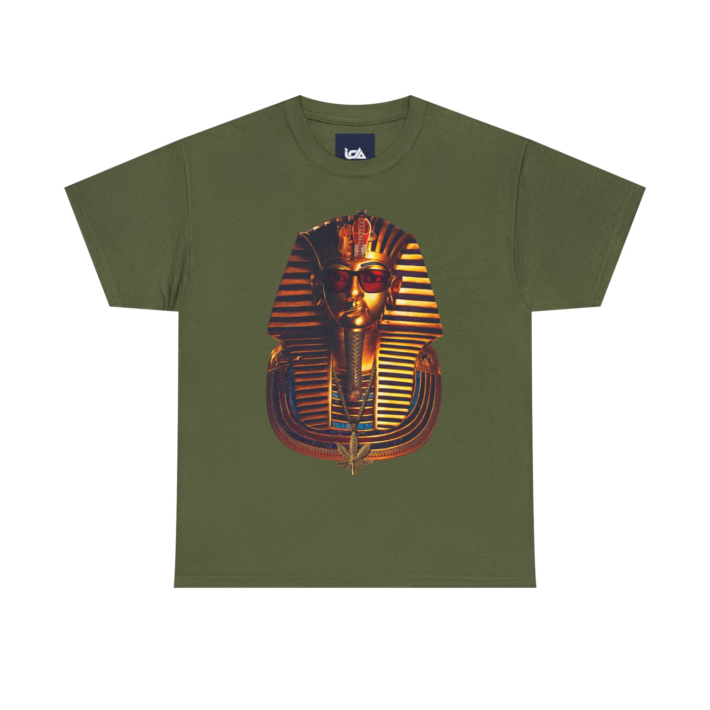 SNEER King Tut's Cannabis Gold Chain & Red Sunglasses - Unisex Tee