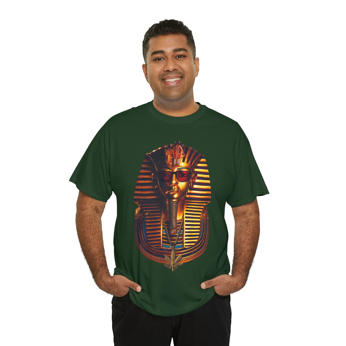 SNEER King Tut's Cannabis Gold Chain & Red Sunglasses - Unisex Tee