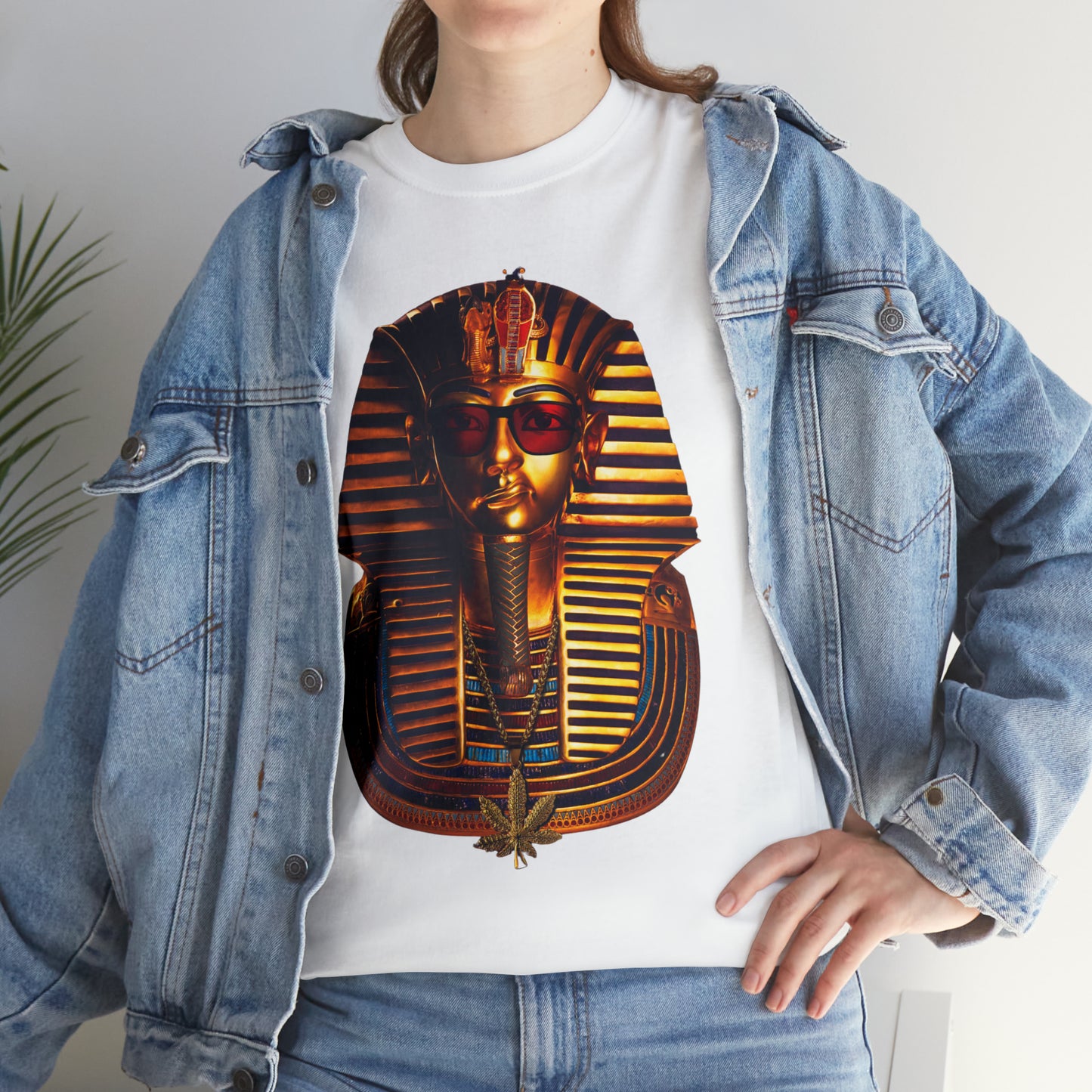 SNEER King Tut's Cannabis Gold Chain & Red Sunglasses - Unisex Tee
