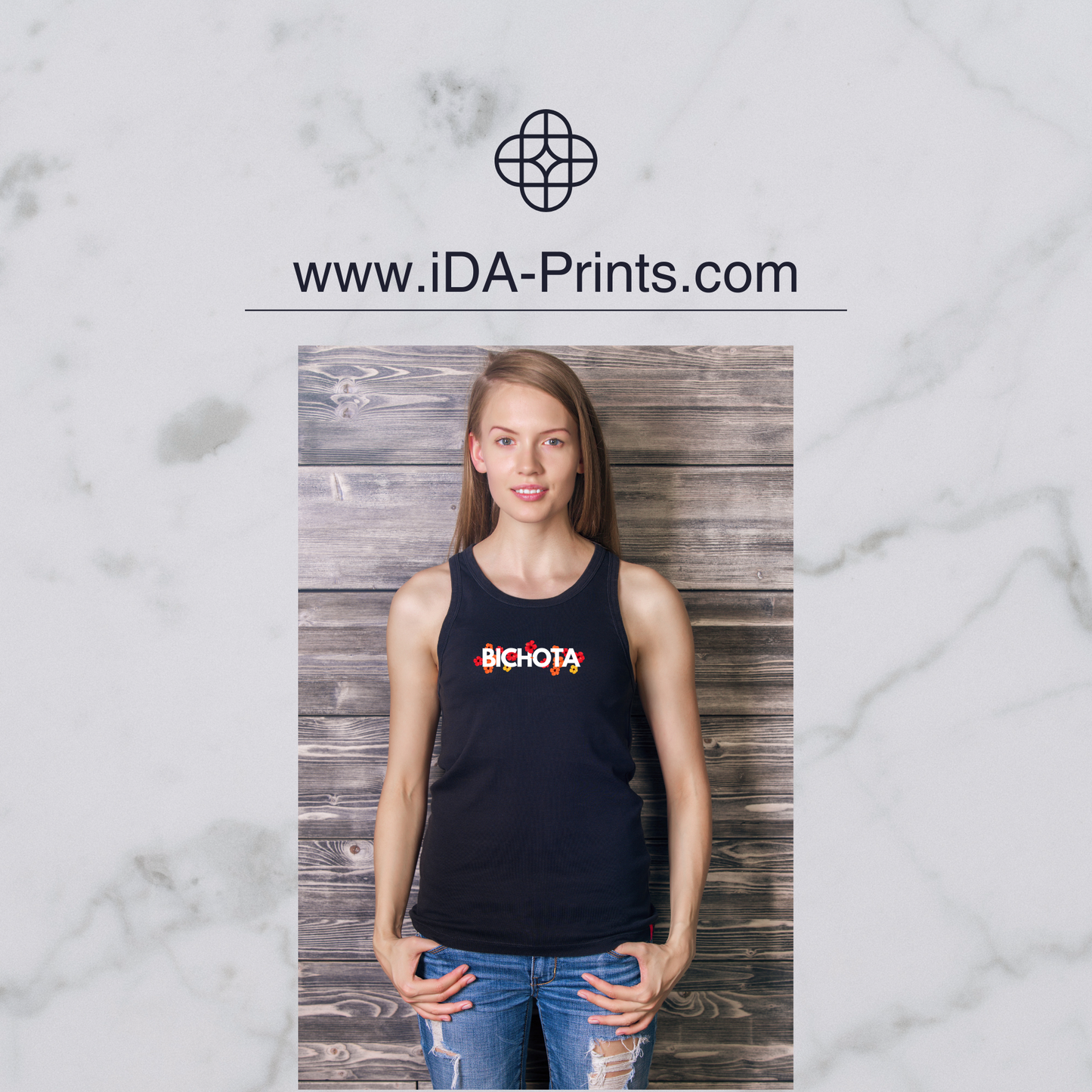 Floral White Bitchota Tank Top