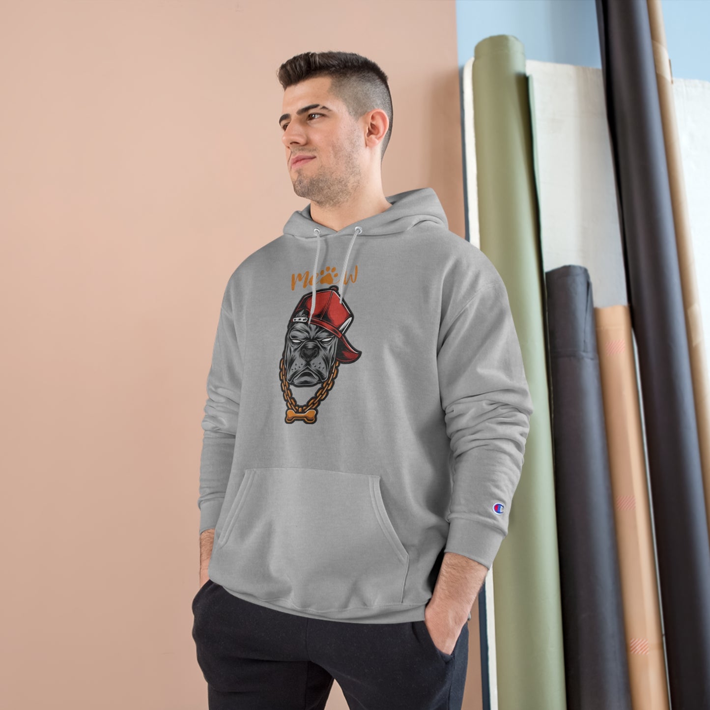 Funny MeAw Calligraphy Gangster Bulldog Champion Hoodie