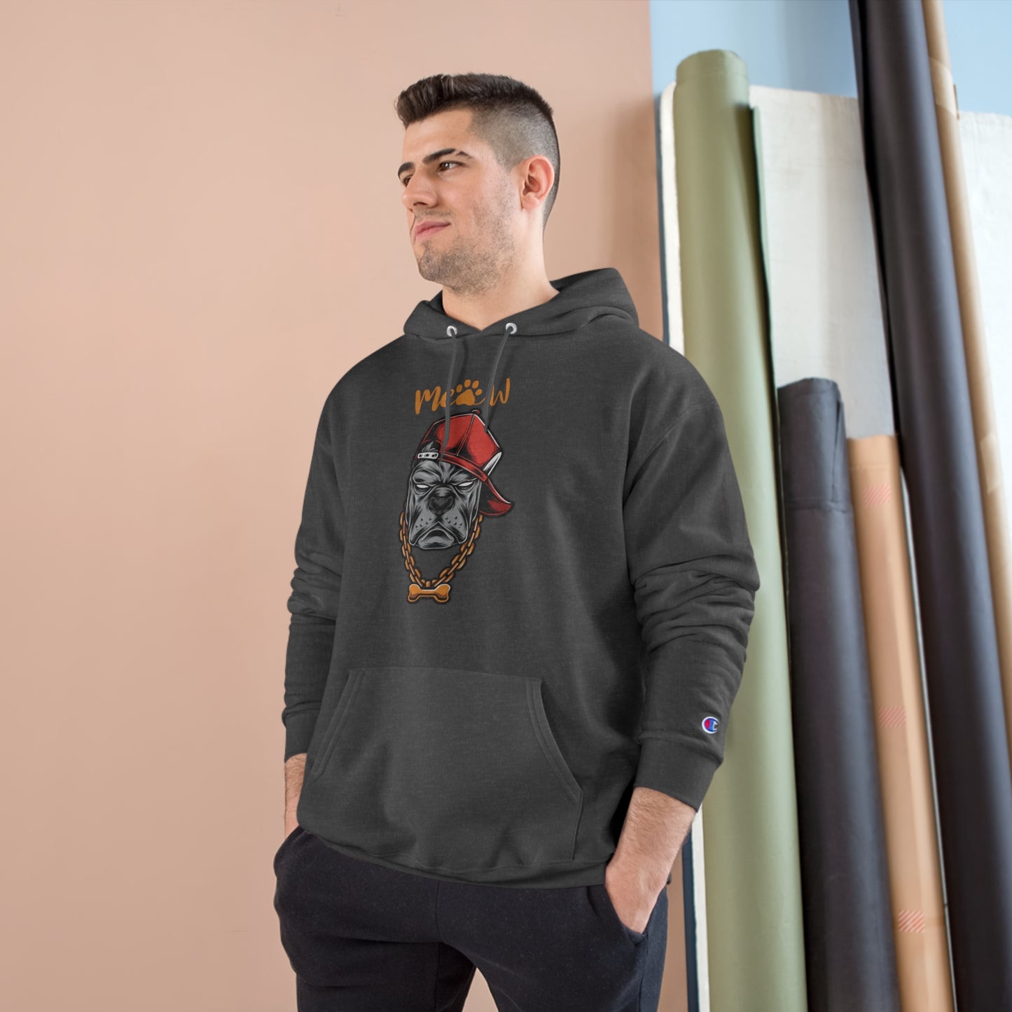 Funny MeAw Calligraphy Gangster Bulldog Champion Hoodie