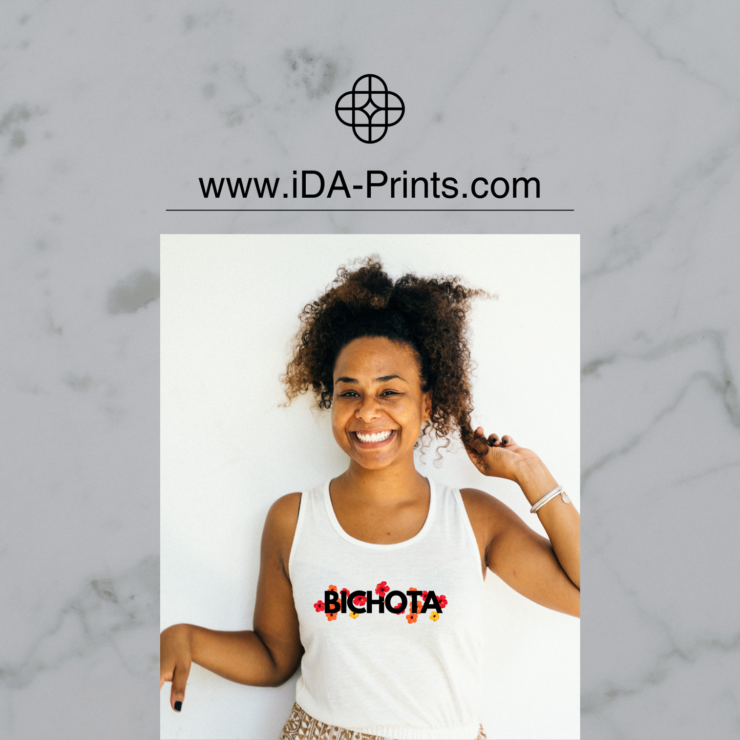 Floral White Bitchota Tank Top