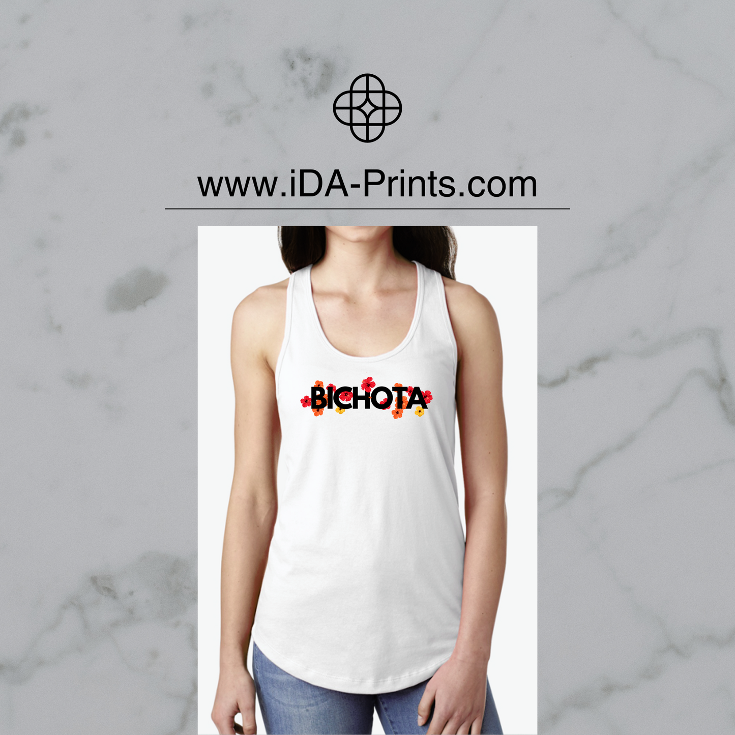 Floral White Bitchota Tank Top
