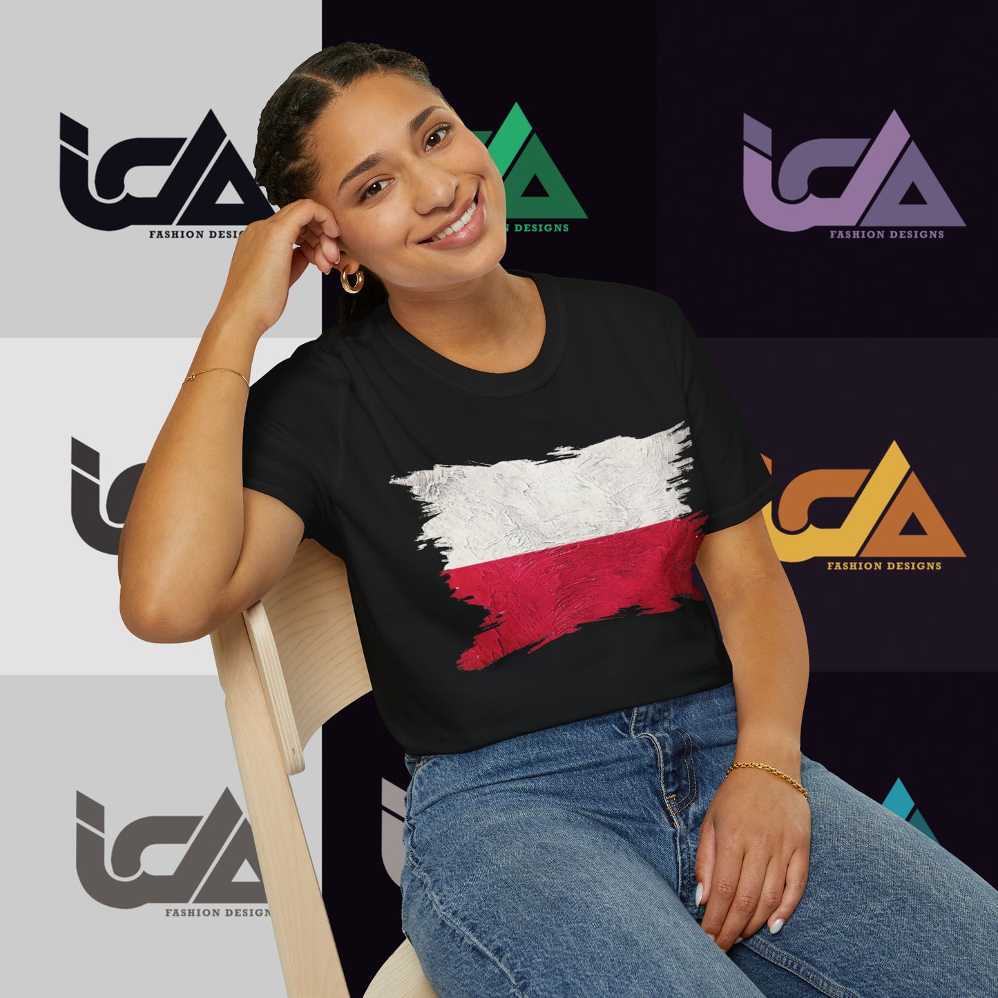 Flag of Poland Painted Style - Unisex Tee