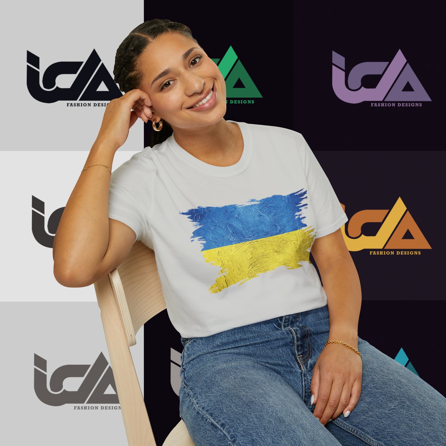 Flag of Ukraine Painted Style - Unisex Tee