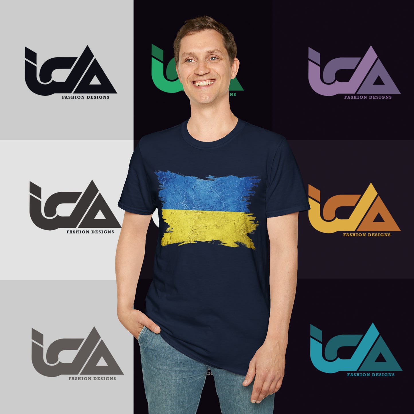 Flag of Ukraine Painted Style - Unisex Tee