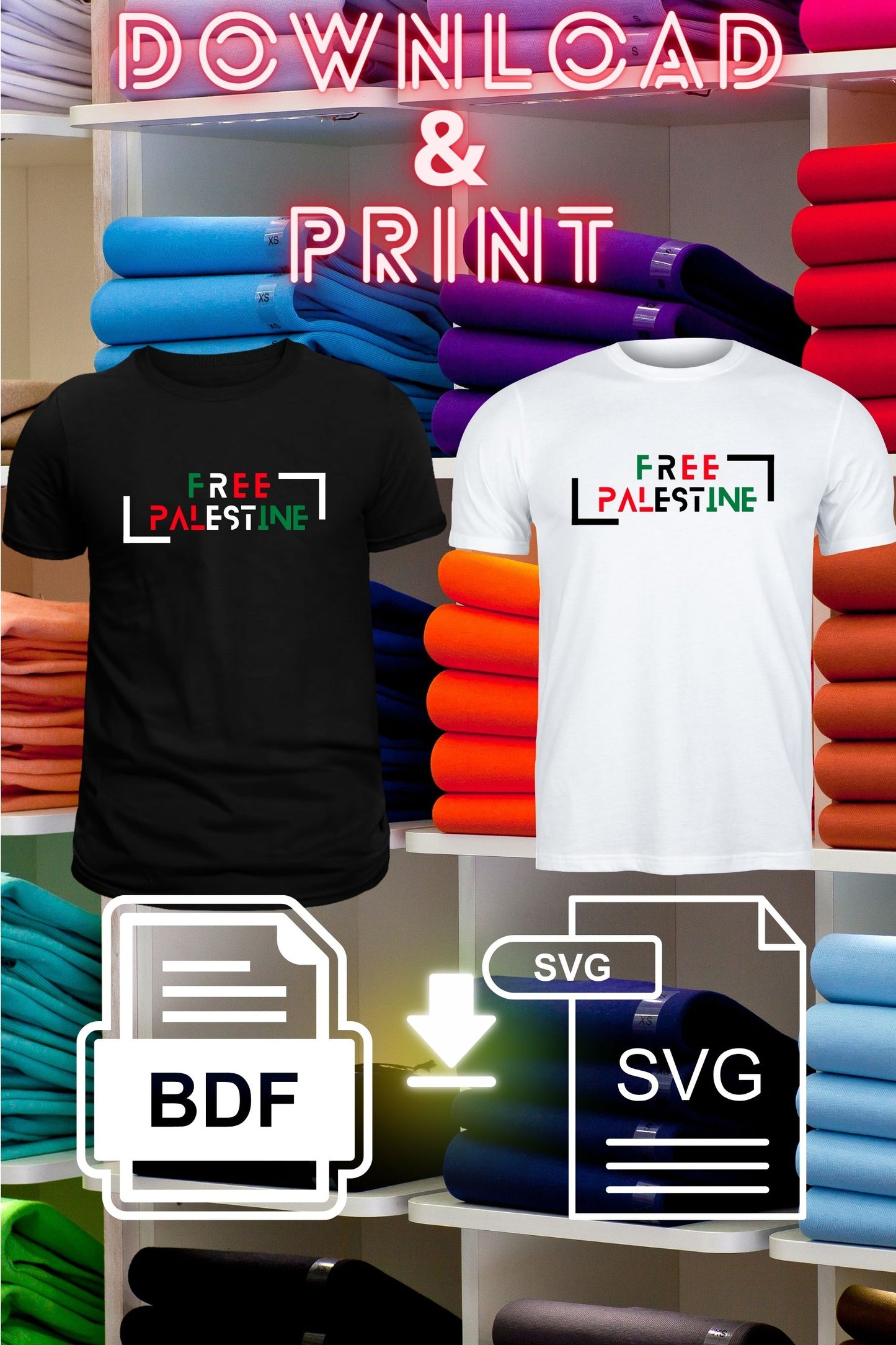 Z Free Palestine Typography Futuristic Font - Digital File for All Printing Products